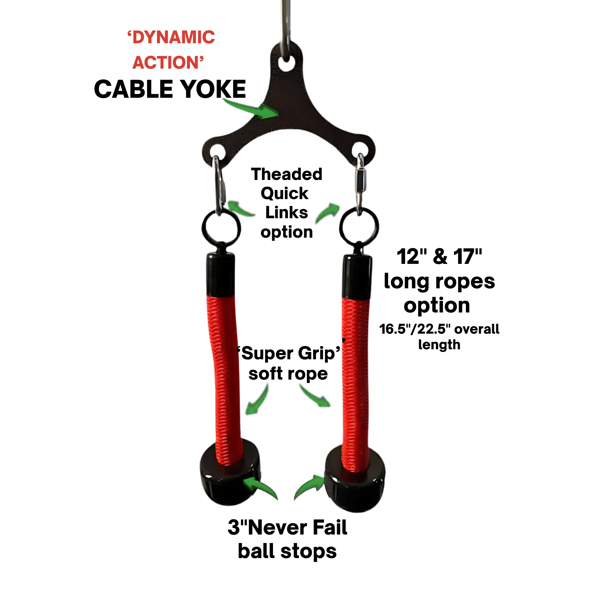 Tricep Rope Dynamic TRD Cable Attachments for Gym Yoke - SILVER YOKE