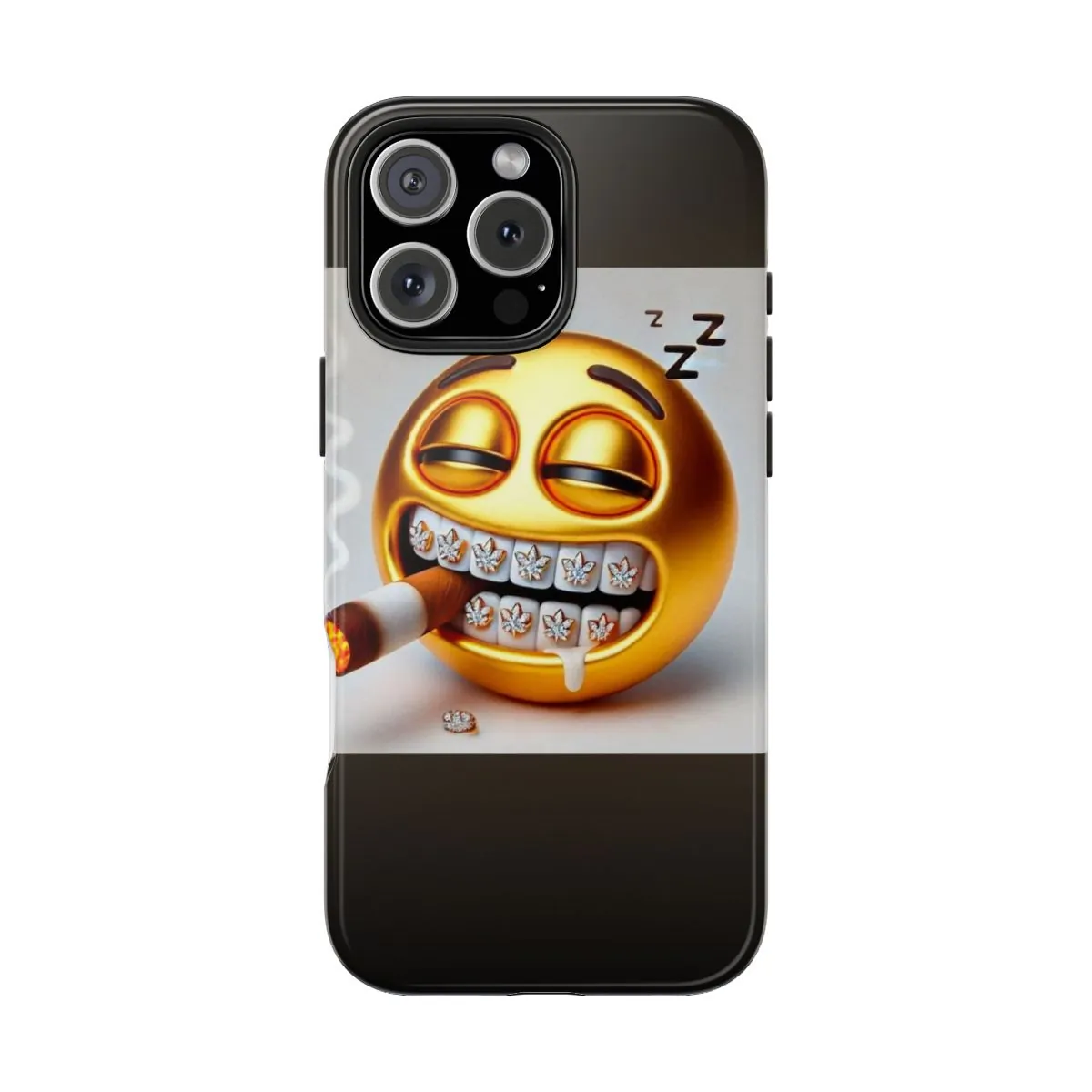 Smirking Grillz Emoji Tough Phone Case — Bling Vape Emoticon Protective Cover