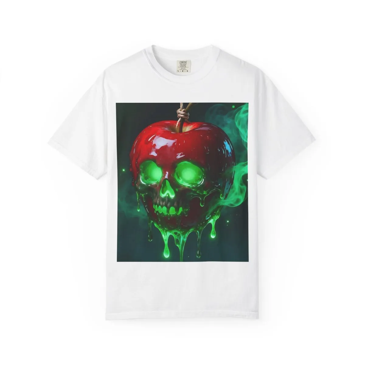 Poison Apple Skull T-Shirt — Neon Green Haunted Horror Tee