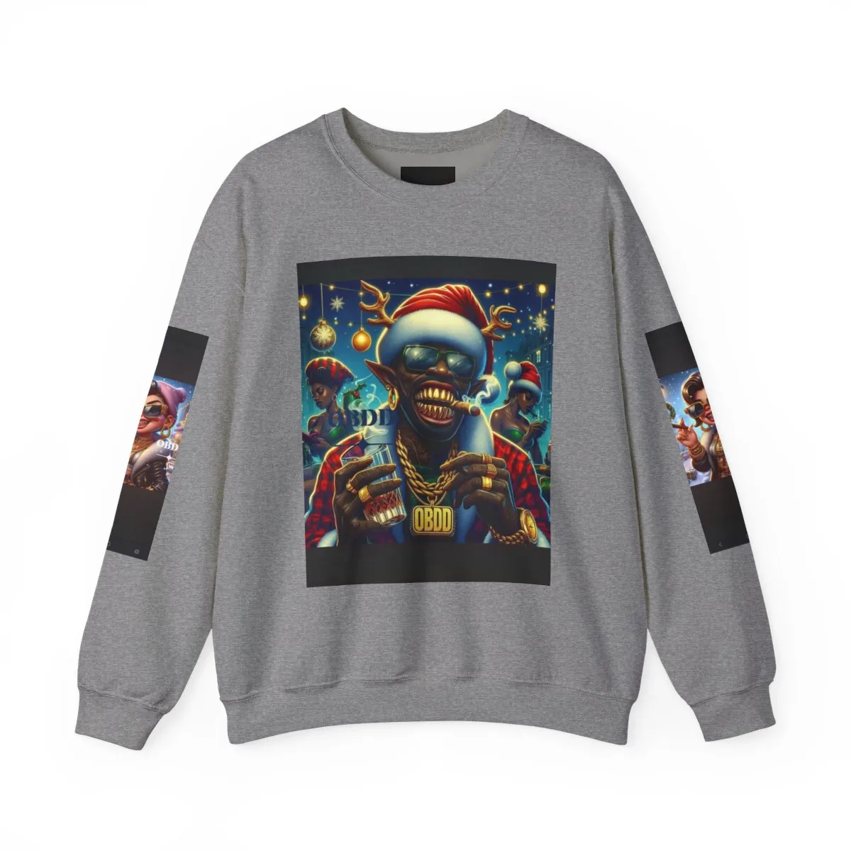 Holiday Zombie Crewneck Sweatshirt — Festive Creepy Christmas Graphic