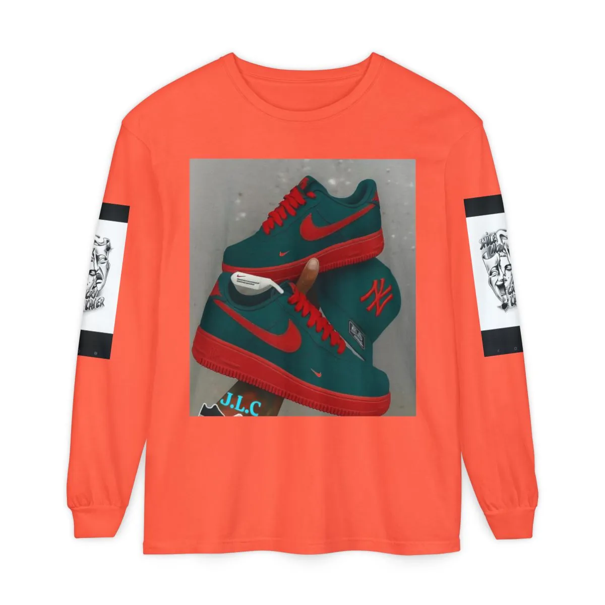Graphic Long Sleeve Tee — Retro Sneaker & Inspirational Rap Quote Design