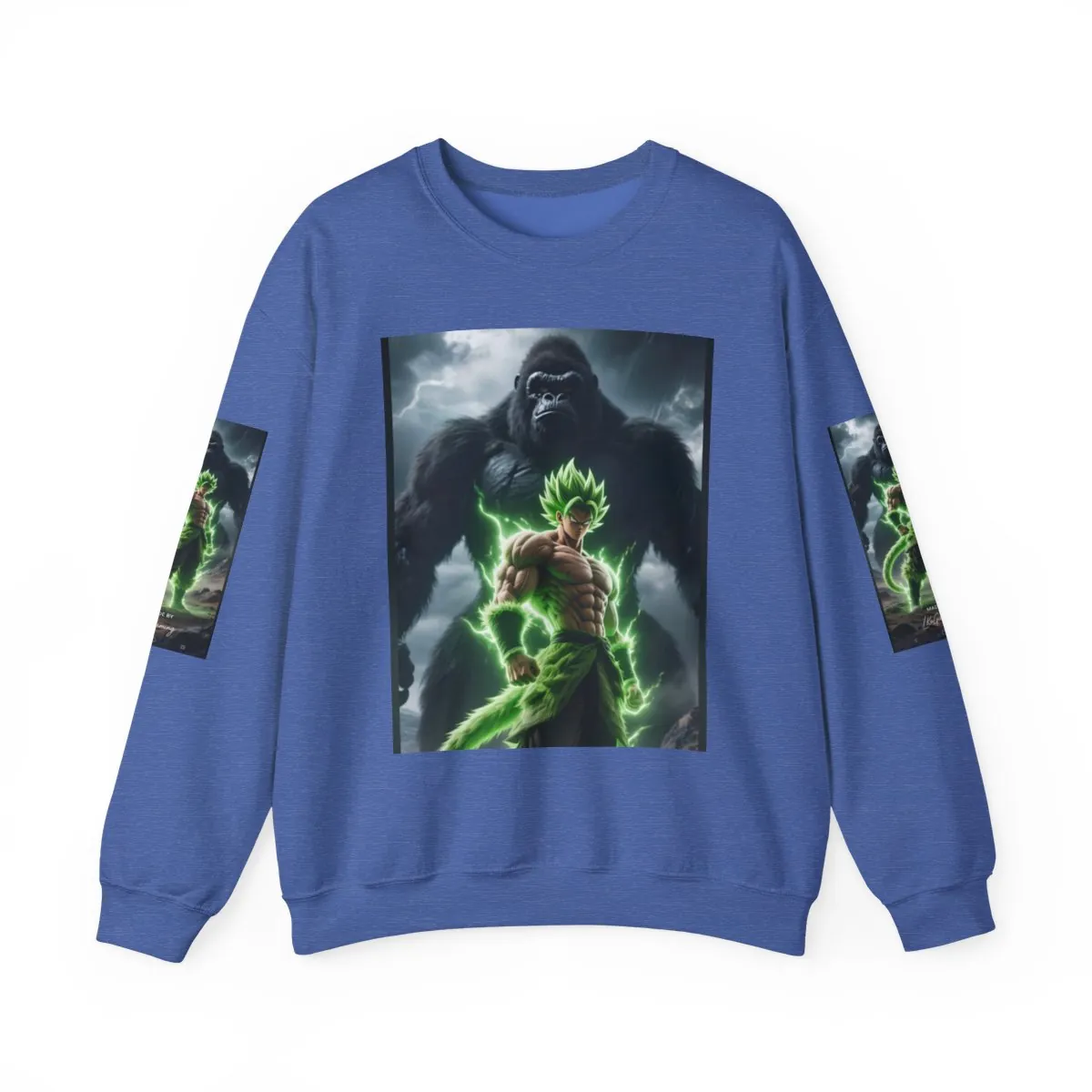 Graphic Sweatshirt — Electric Green Power Fighter with Gorilla Silhouette