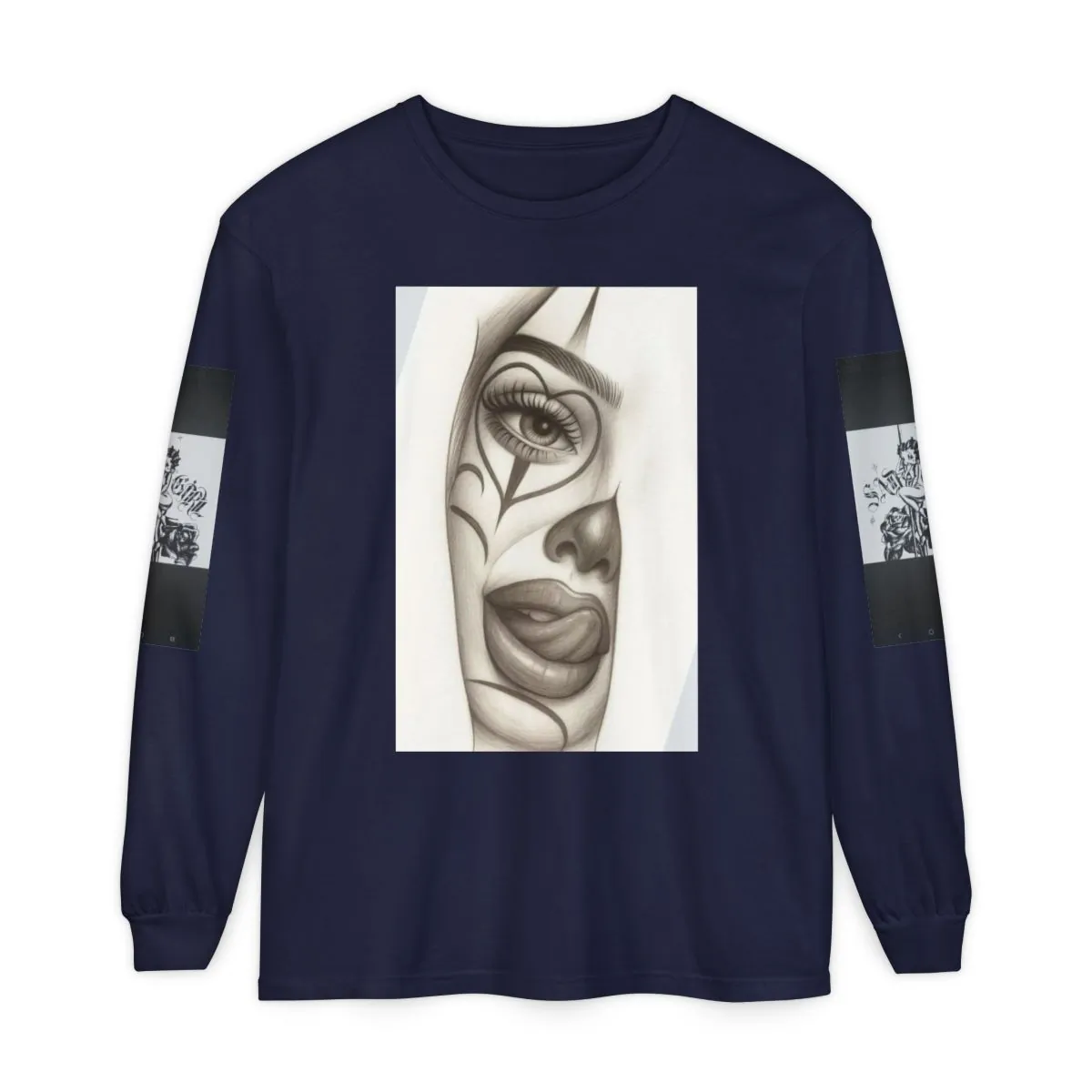 Long Sleeve T-Shirt — Chicano Clown Girl Face Graphic