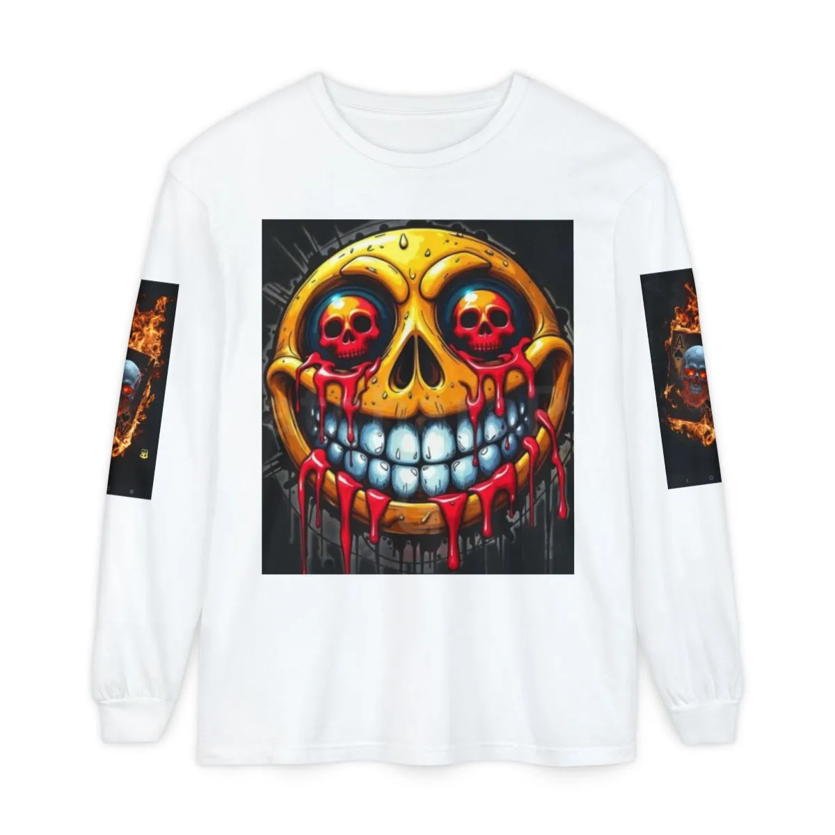Skull Smiley Graphic Long Sleeve Tee