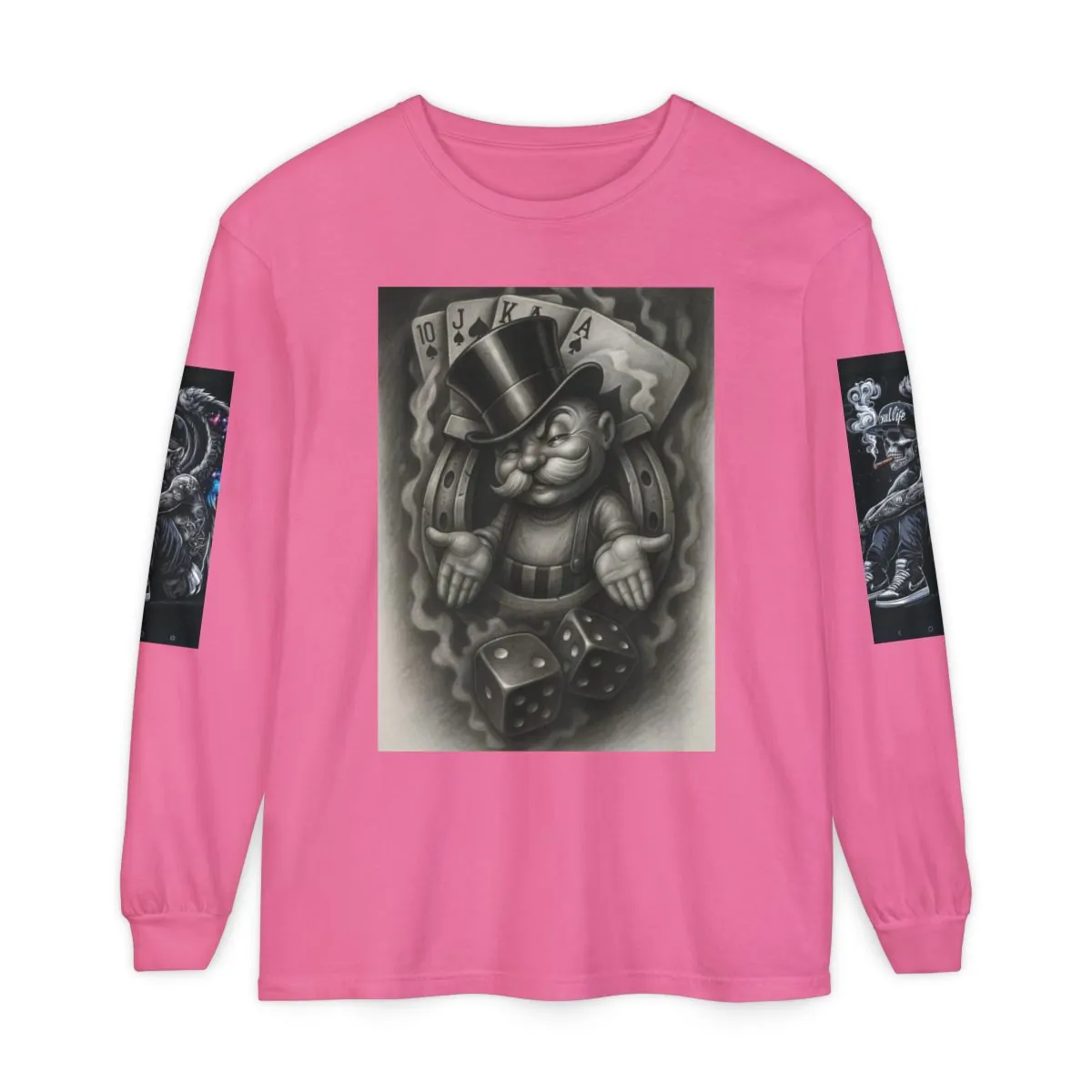 Gambler Mascot Long Sleeve Shirt — Vintage Dice & Glamour Art Print