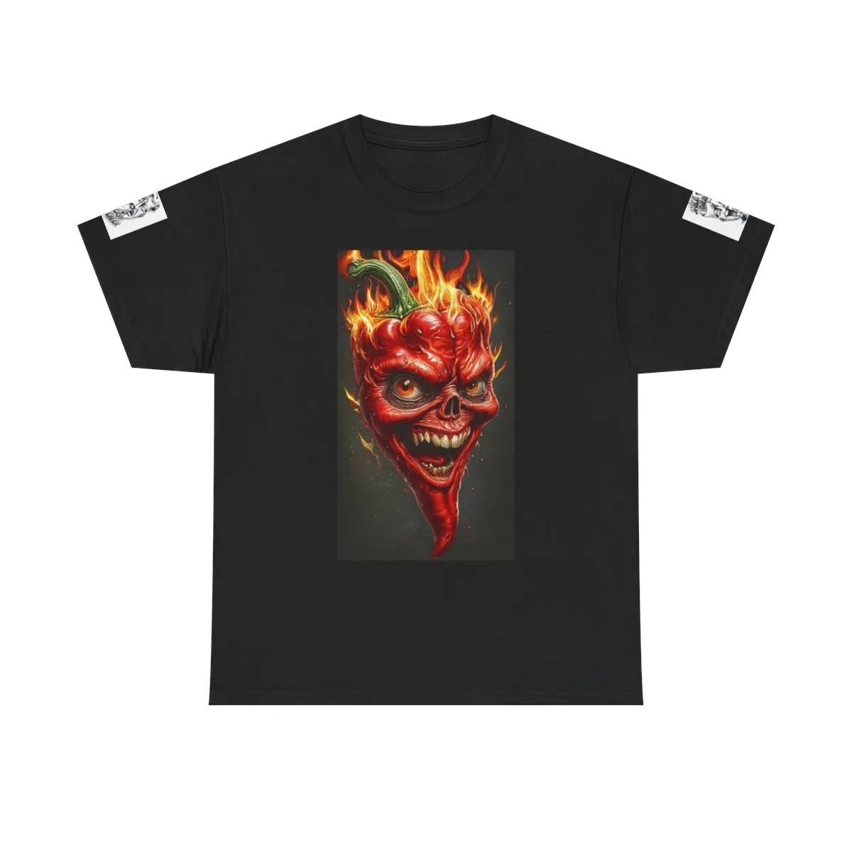 Flaming Demon Skull Tee — Fiery Horror Graphic T-Shirt
