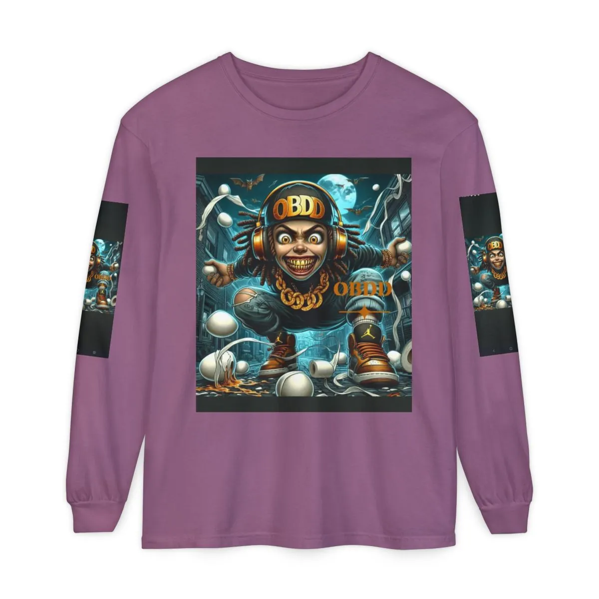 OGB Boy Graphic Long Sleeve Shirt — Urban Streetwear with Playful Monster Art