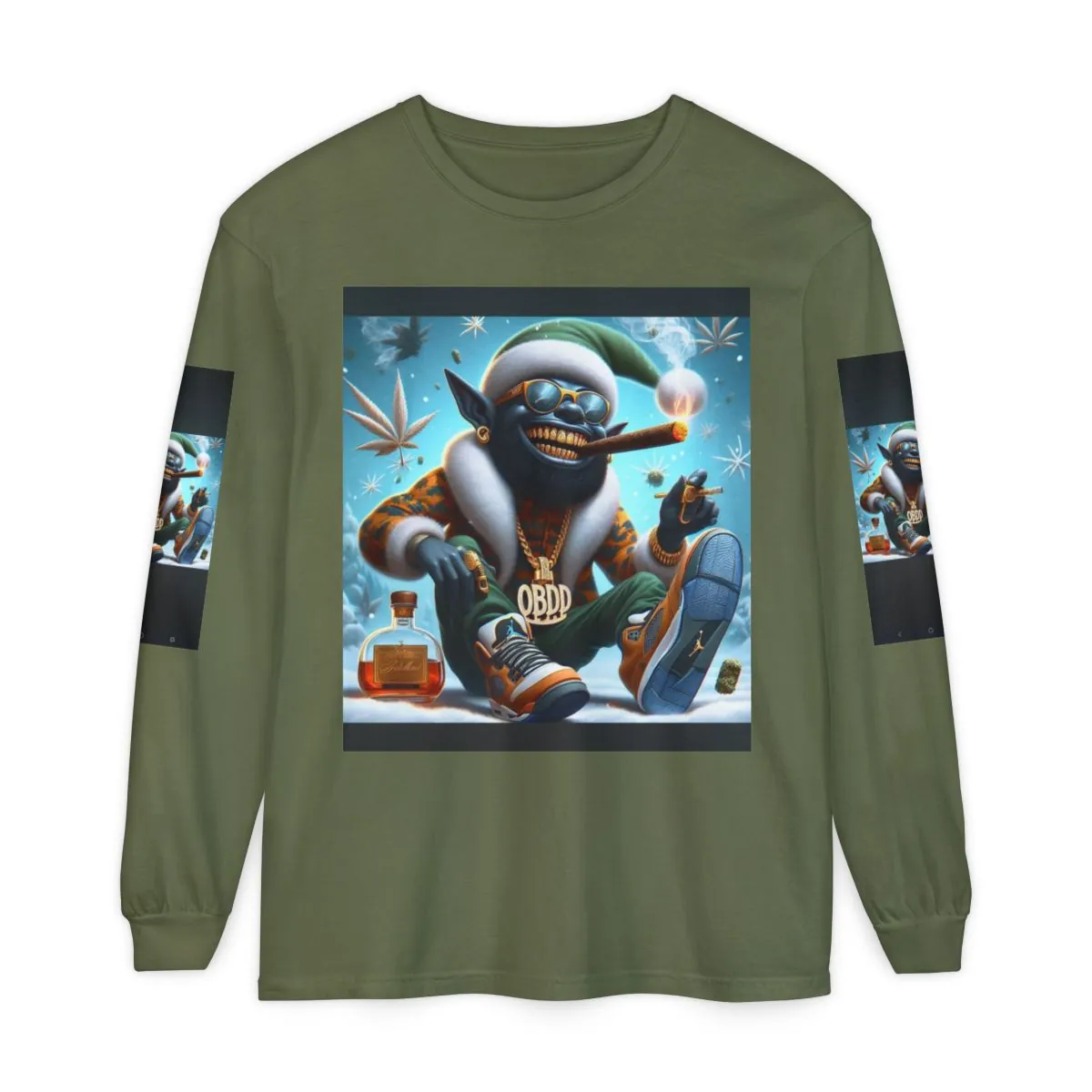 Santa Goblin Graphic Long Sleeve Tee — Holiday Streetwear