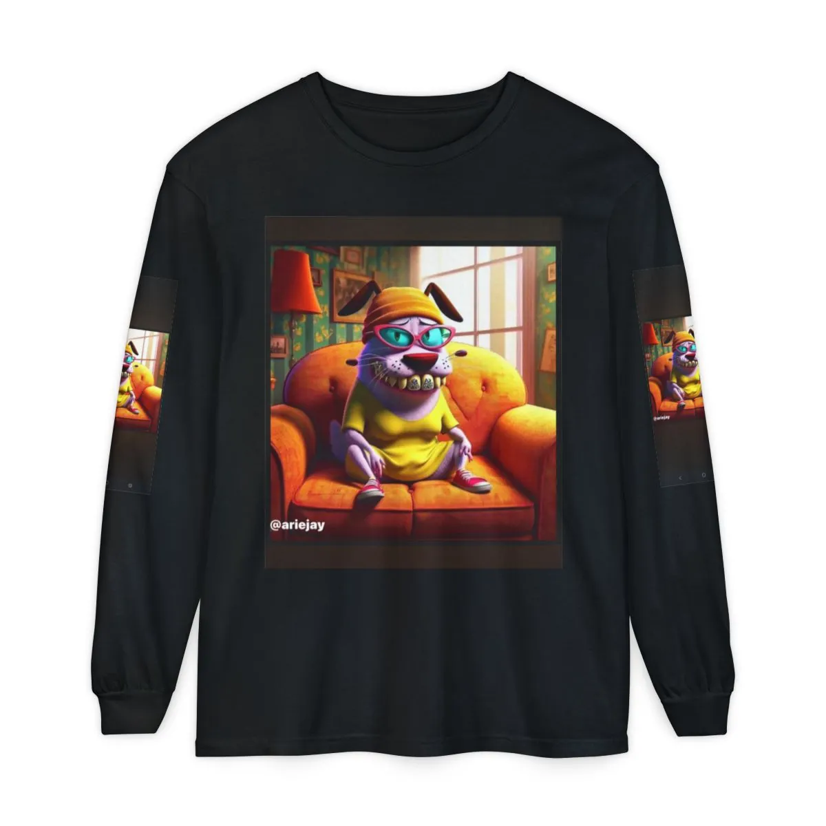 Cartoon Dog Lounge Long Sleeve Tee