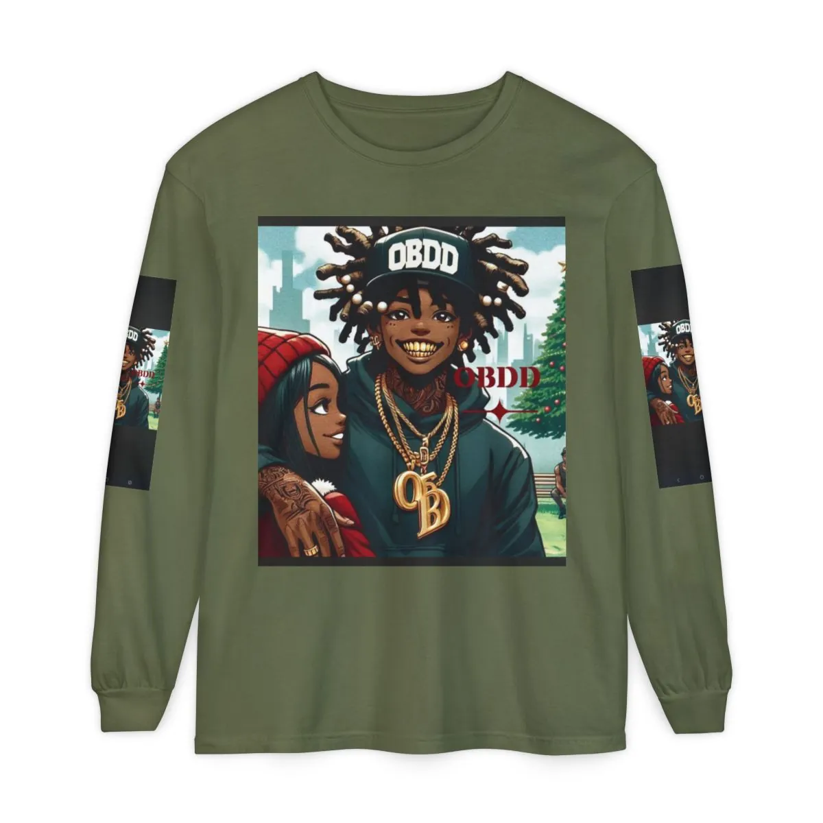 OBDD Cartoon Couple Long Sleeve Tee