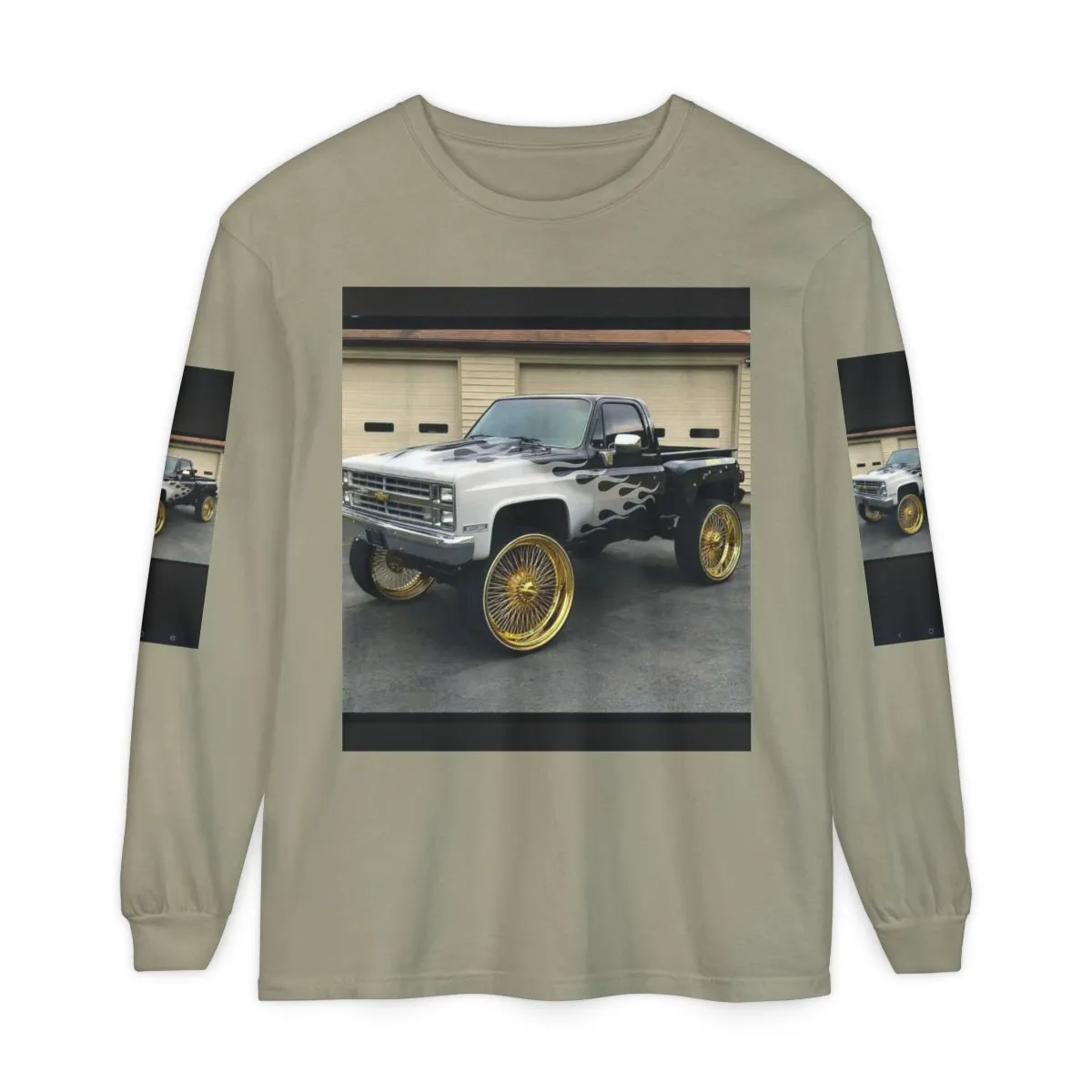 Chevy Flame Lifted Truck Long Sleeve T-Shirt