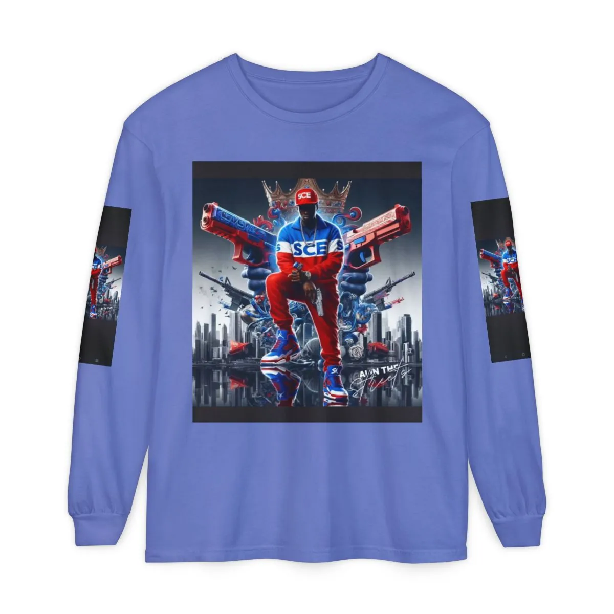 Streetwear Long Sleeve Tee — Retro Futuristic 'SCE' Graphic