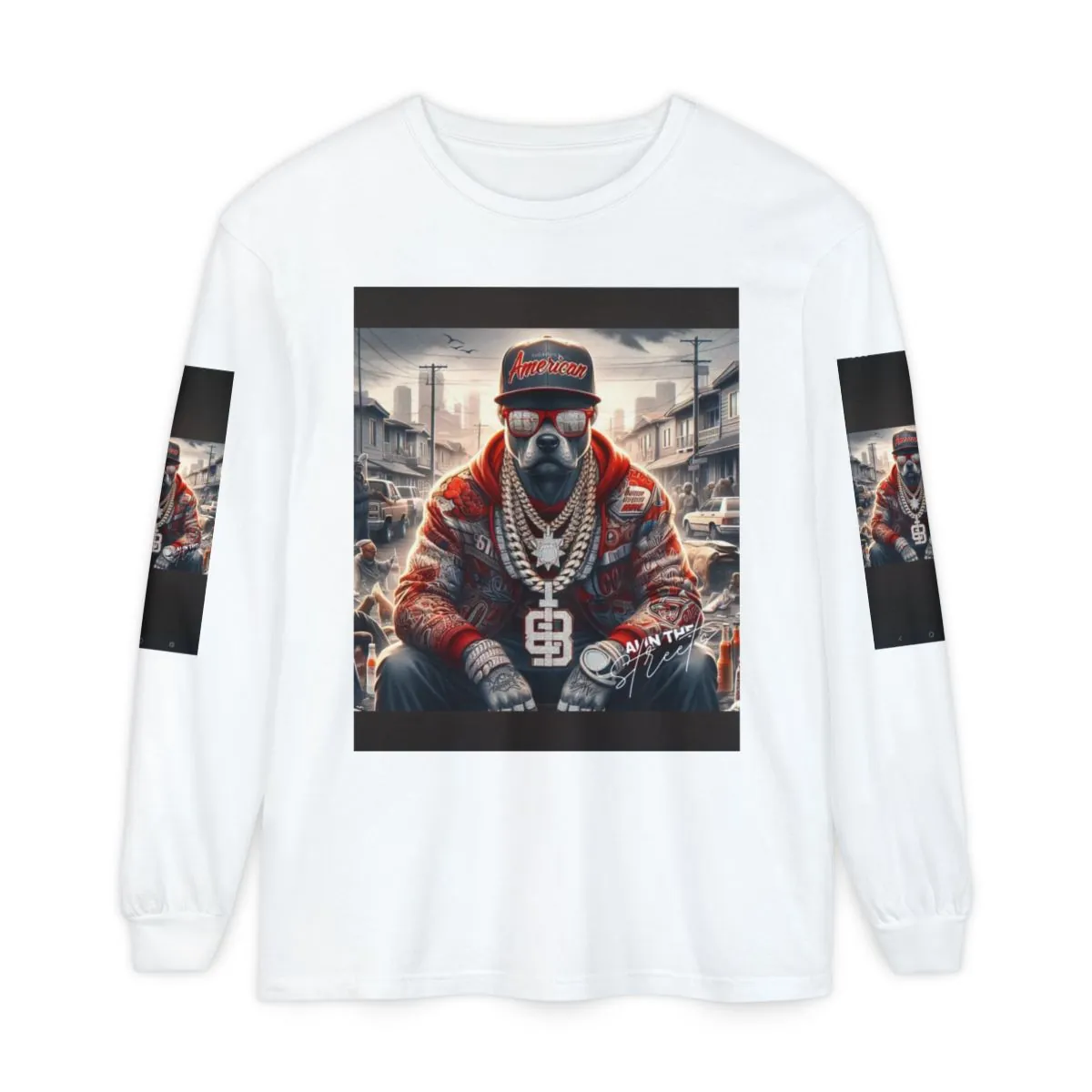 Dog Rapper Graphic Long Sleeve Tee