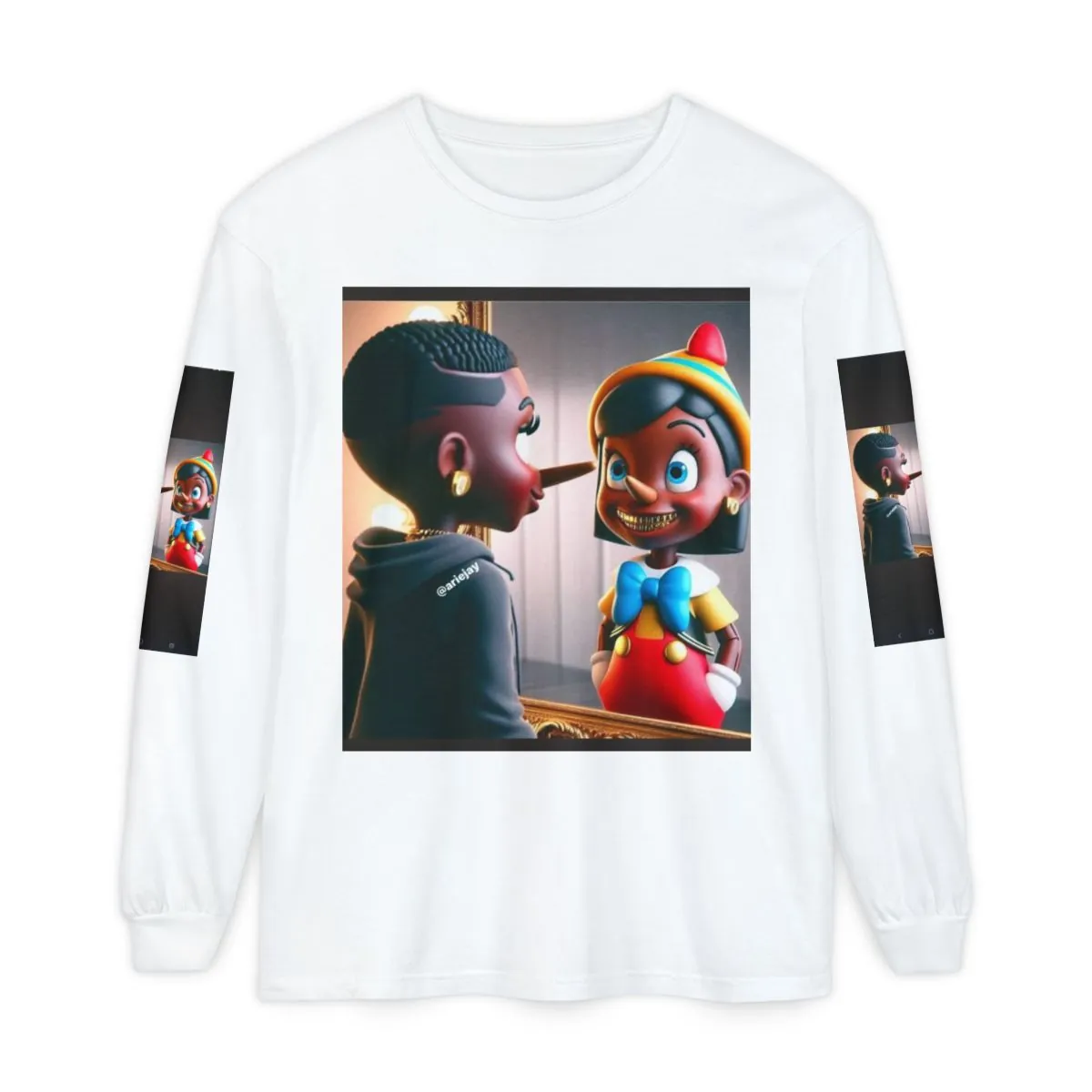 Long Sleeve T-Shirt — Pinocchio Mirror Graphic