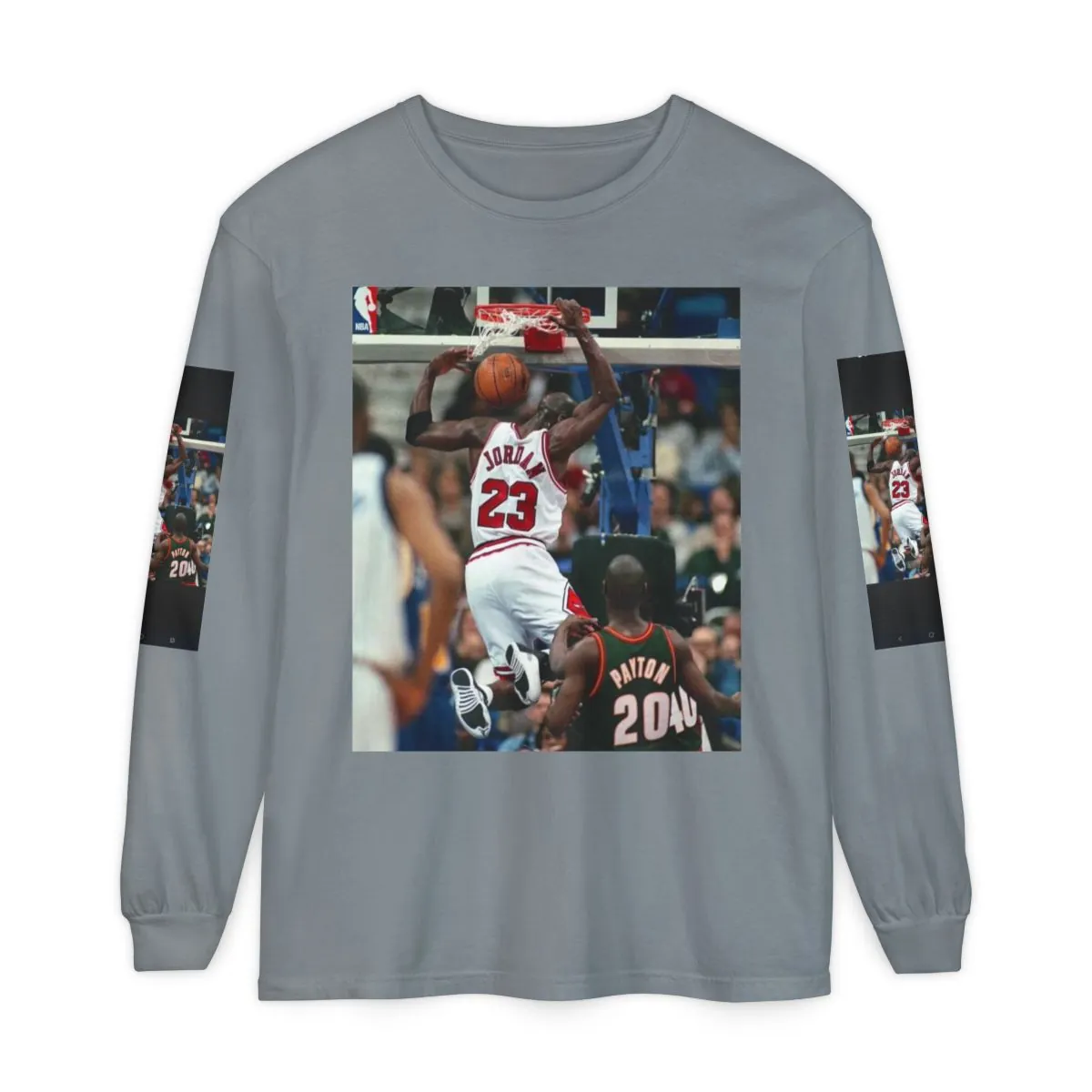 Basketball Photo Long Sleeve Tee — Michael Jordan Dunk Graphic