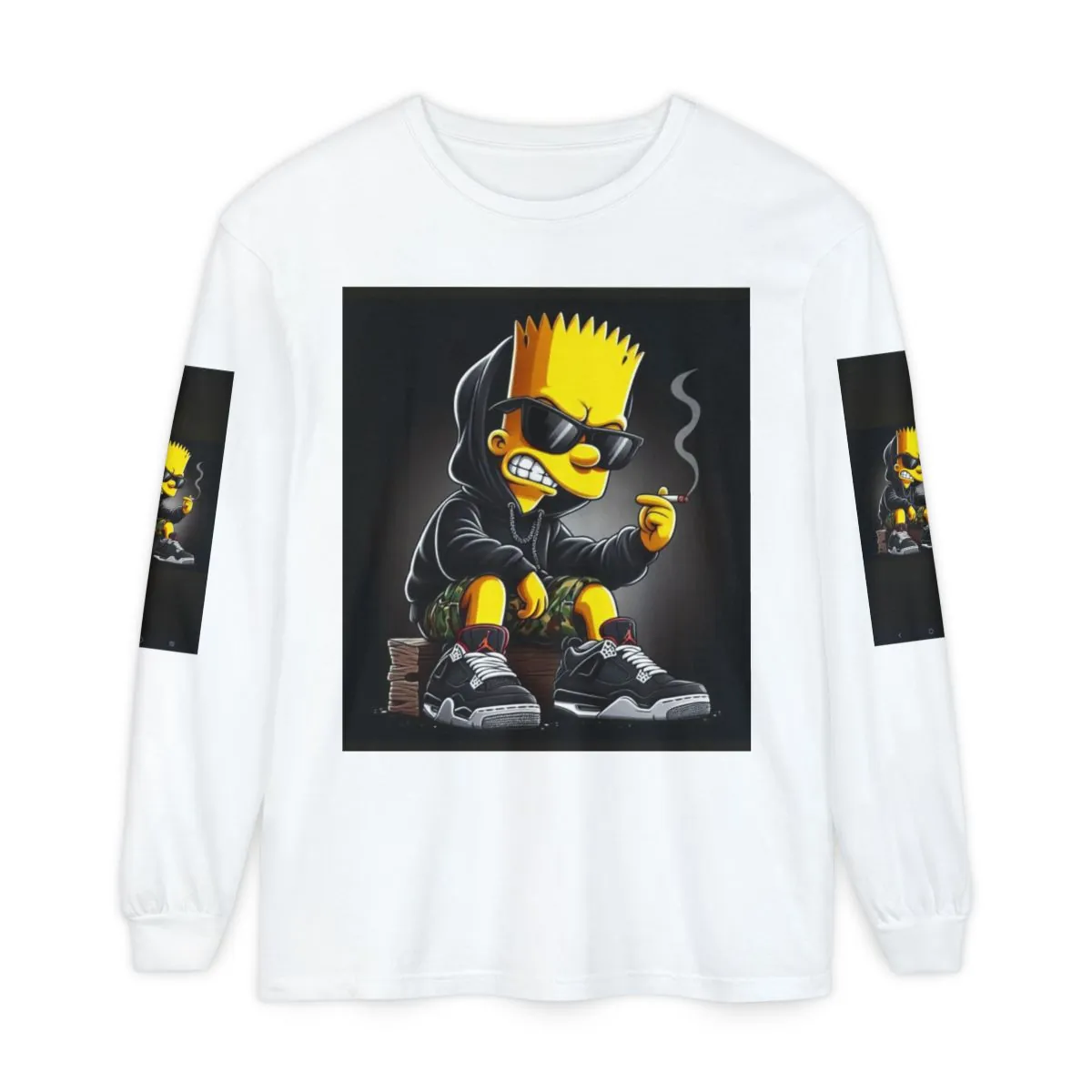 Streetwear Bart Long Sleeve Tee — Bad Boy Cartoon Graphic