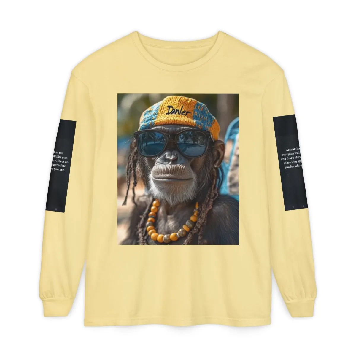 Graphic Long Sleeve Tee — Smiling Monkey Portrait