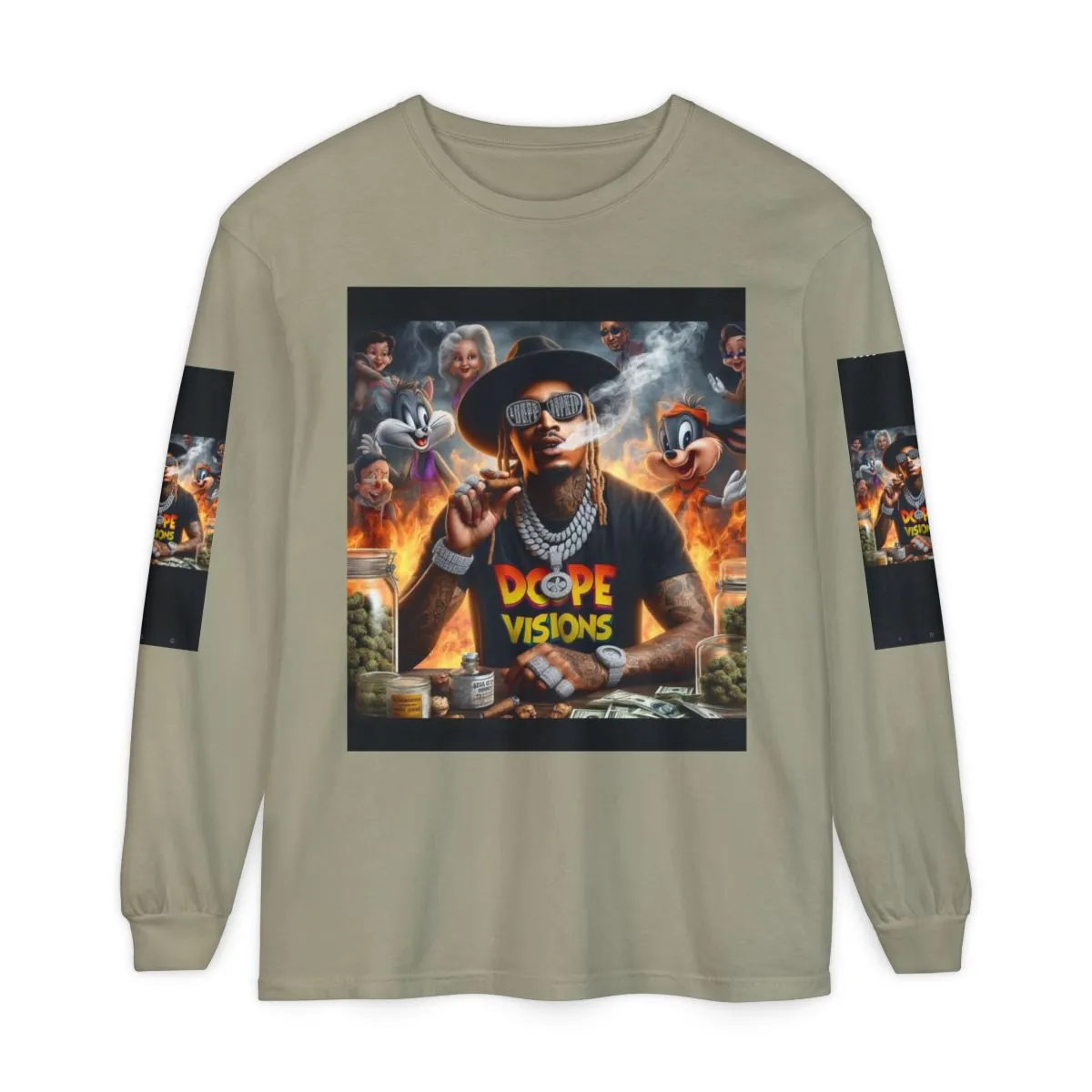 Long Sleeve T-Shirt — "Dope Visions" Graphic Rapper Design