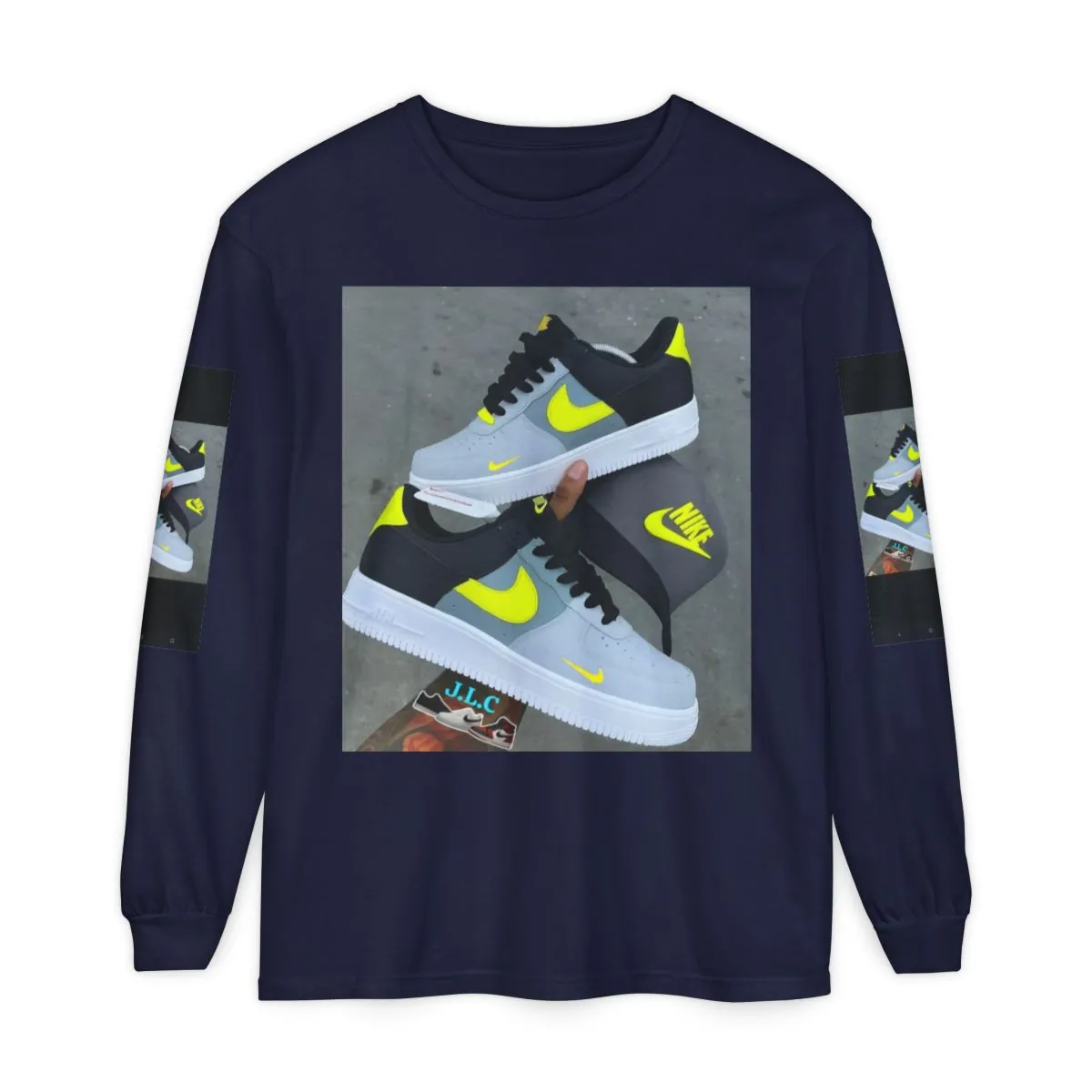 Sneaker Photo Long Sleeve Tee — Neon Yellow Nike Design