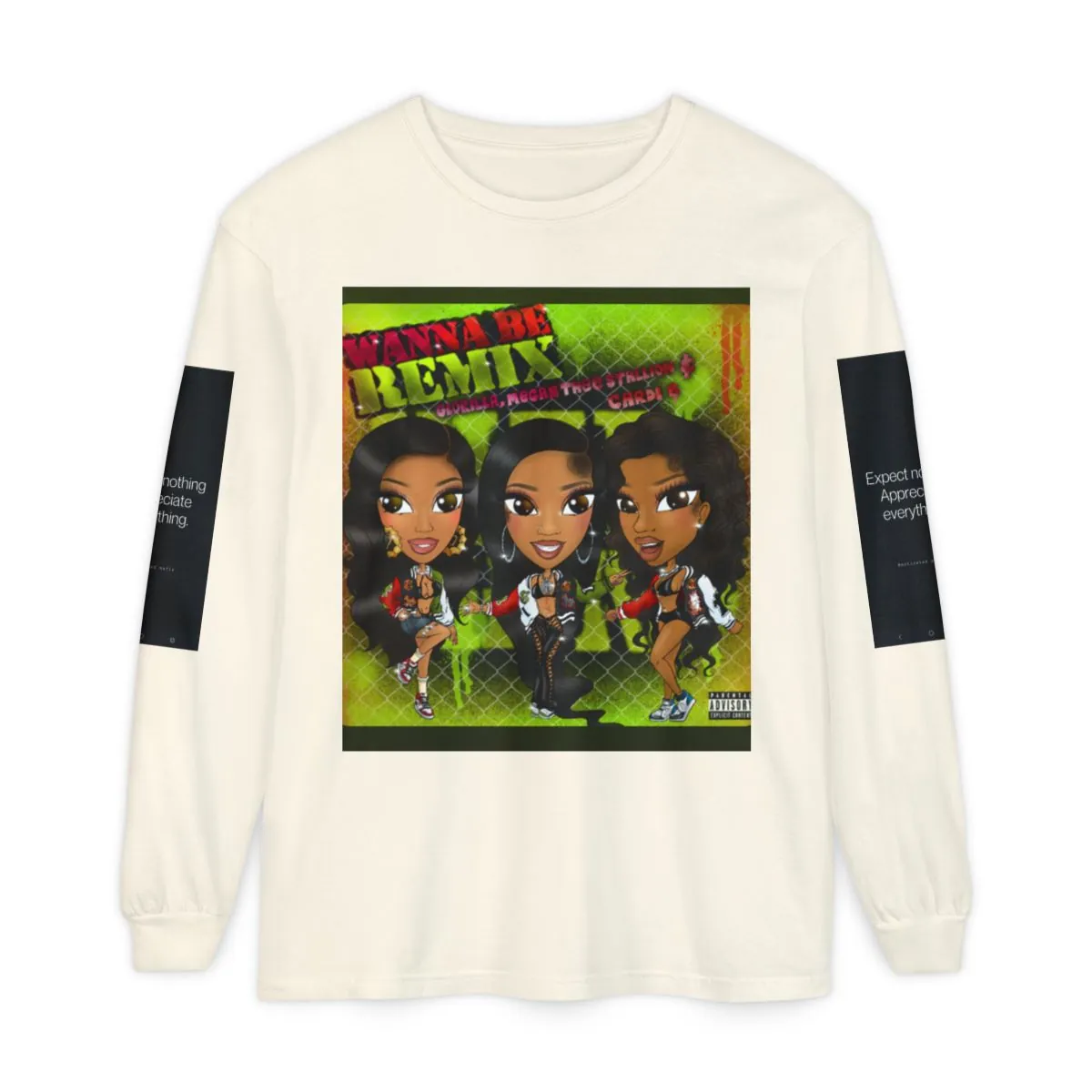 Wanna Be Remix Long Sleeve Tee — Retro Girl Trio Graphic