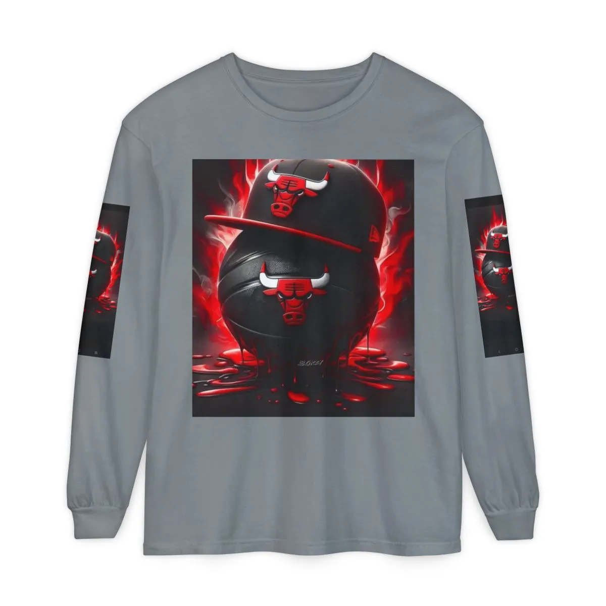 Chicago Bulls Red Flame Graphic Long Sleeve Tee