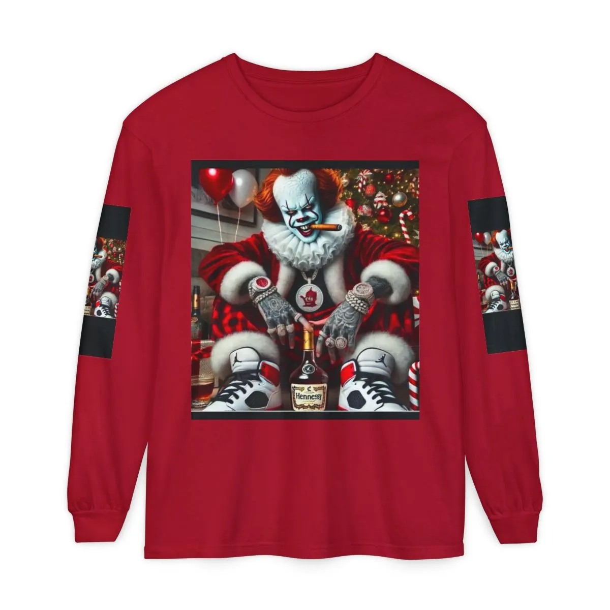 Creepy Santa Clown Long Sleeve Tee