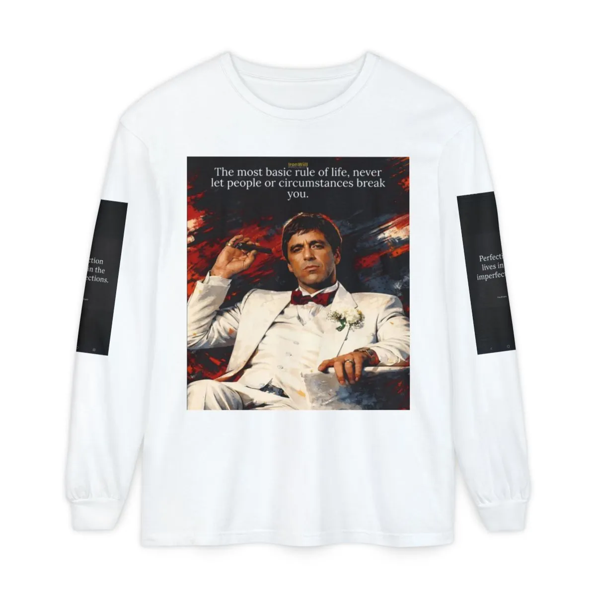 Graphic Long Sleeve Tee with Iconic Movie & Rap Portraits
