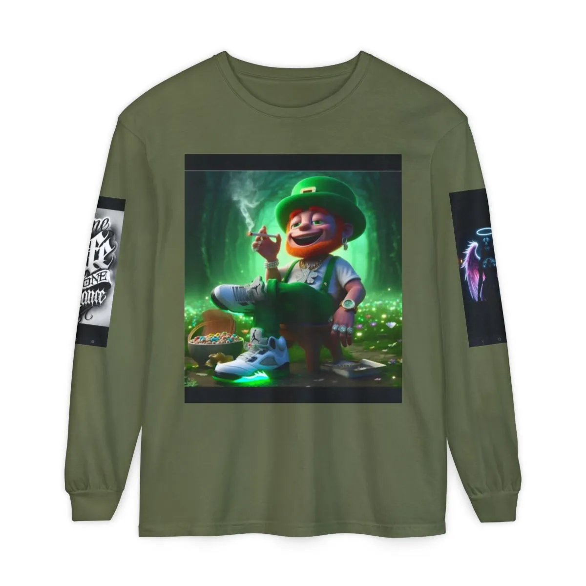 St. Patrick's Lucky Leprechaun Long Sleeve Tee — "One Life One Chance" Graphic