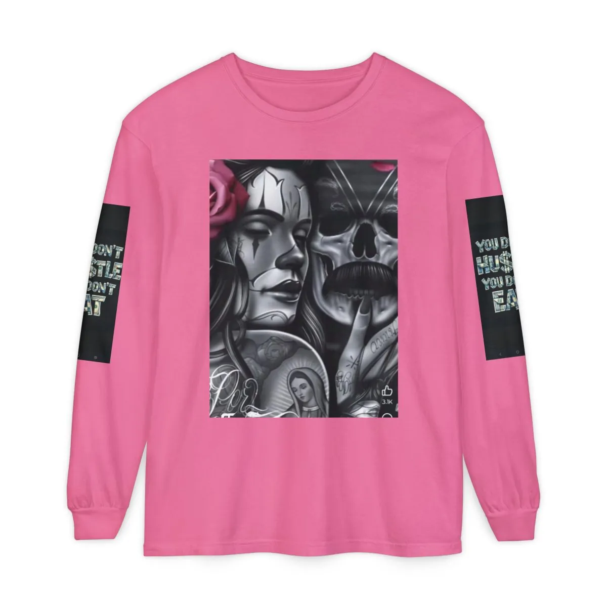 Long Sleeve Tee — Gothic Day of the Dead & Pinup Photo Graphic