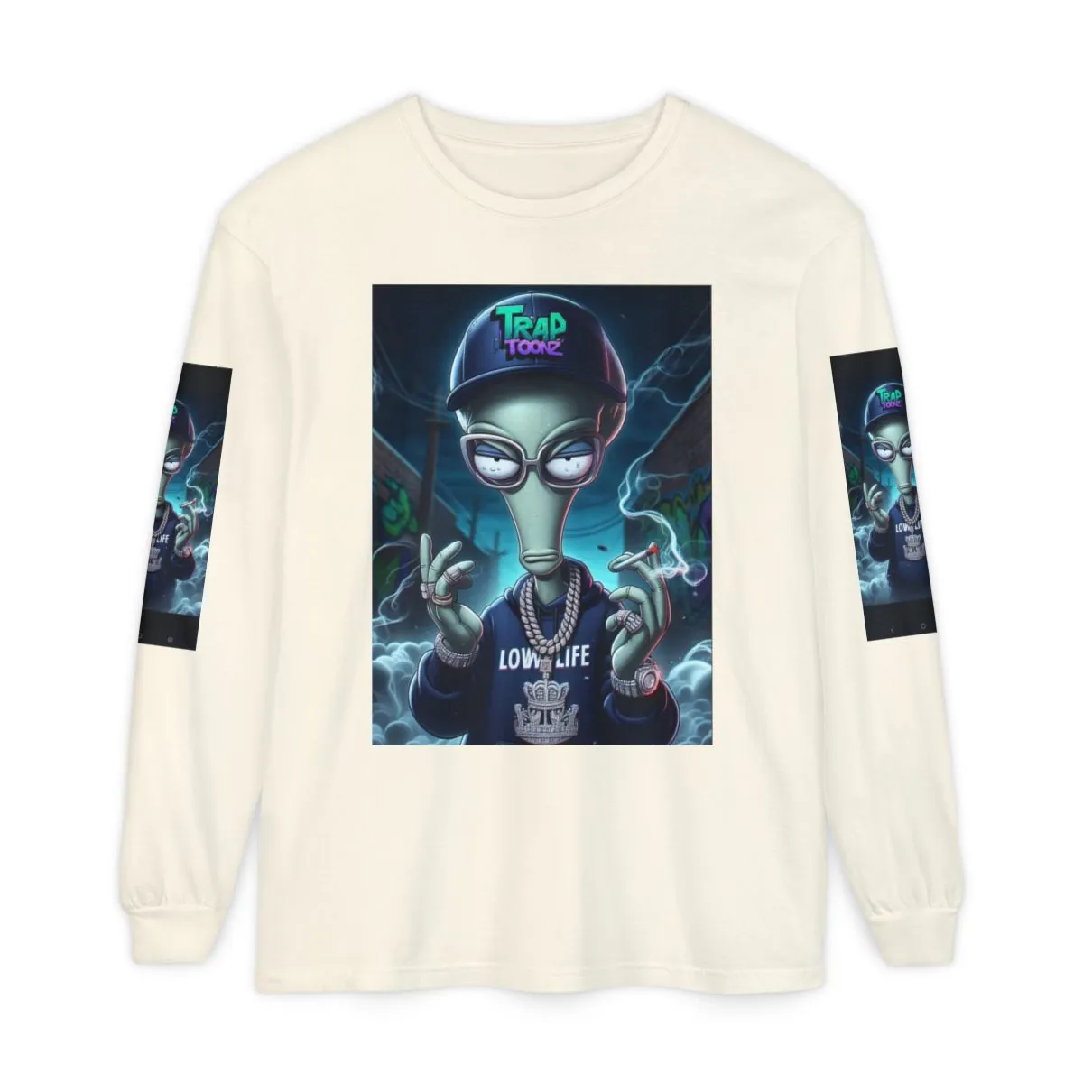 Trap Toon Alien Graphic Long Sleeve Tee