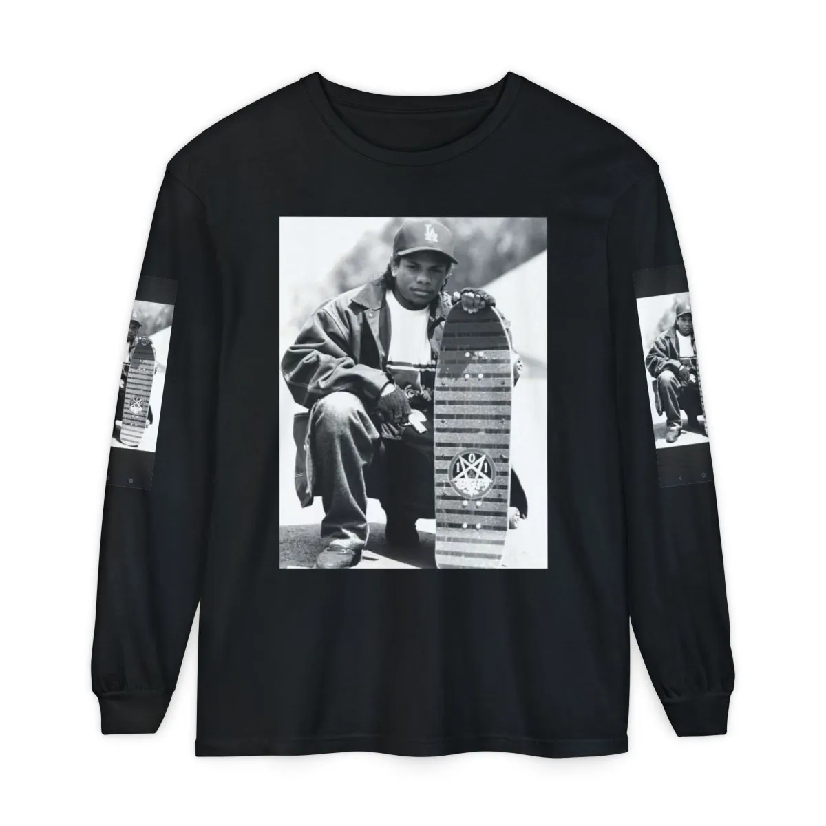 Skate Culture Long Sleeve Tee — Vintage Skateboarder & Leaf Graphic