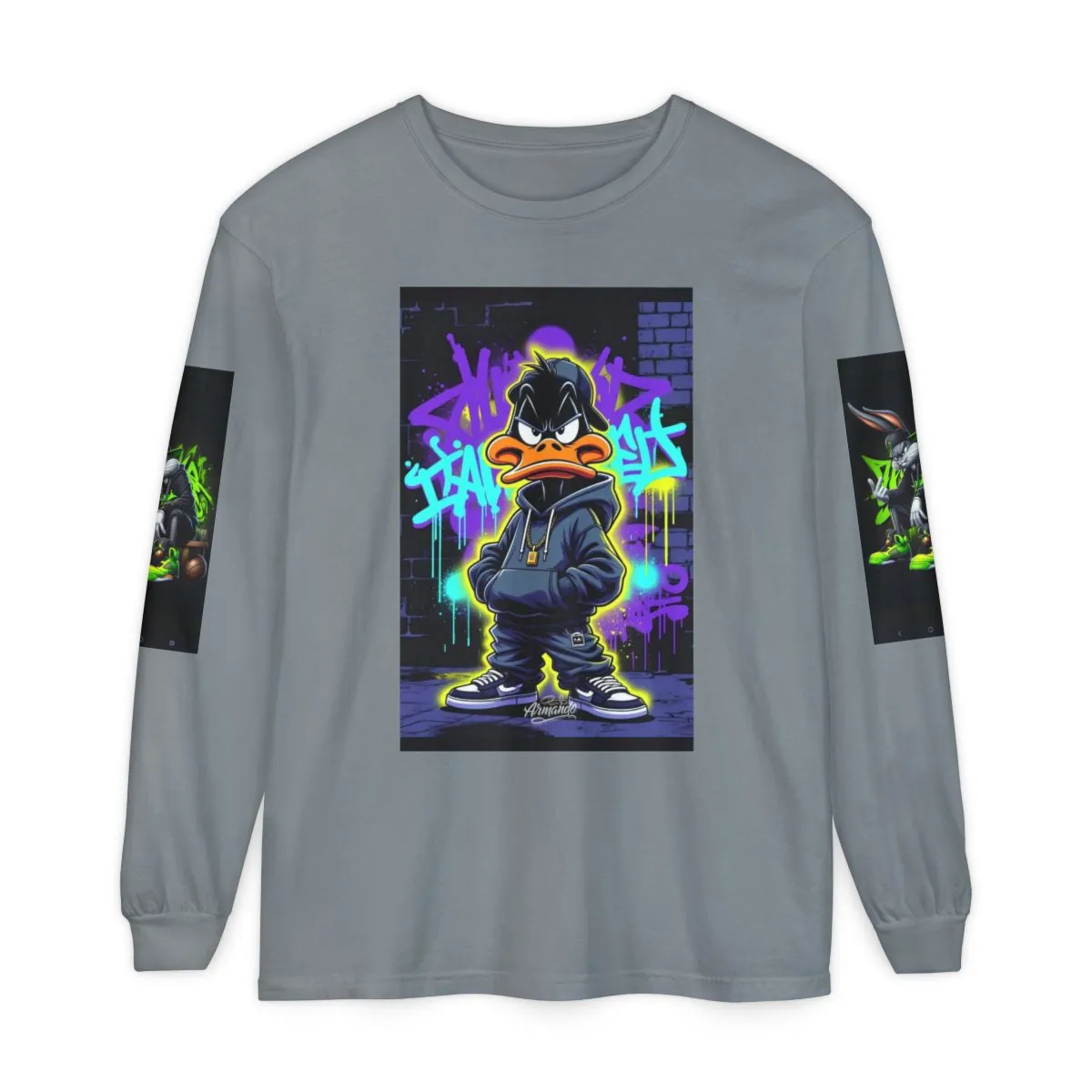 Graphic Long Sleeve T‑Shirt — Urban Graffiti Duck Design
