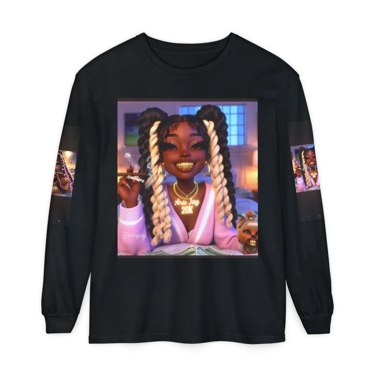 Afro Puff Girl Graphic Long Sleeve Tee