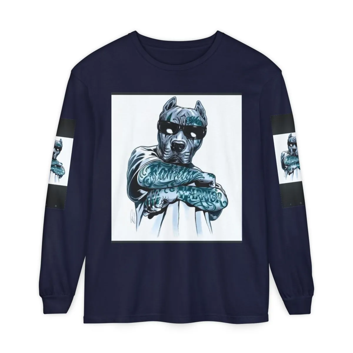 Tattooed Pitbull Graphic Long Sleeve Tee