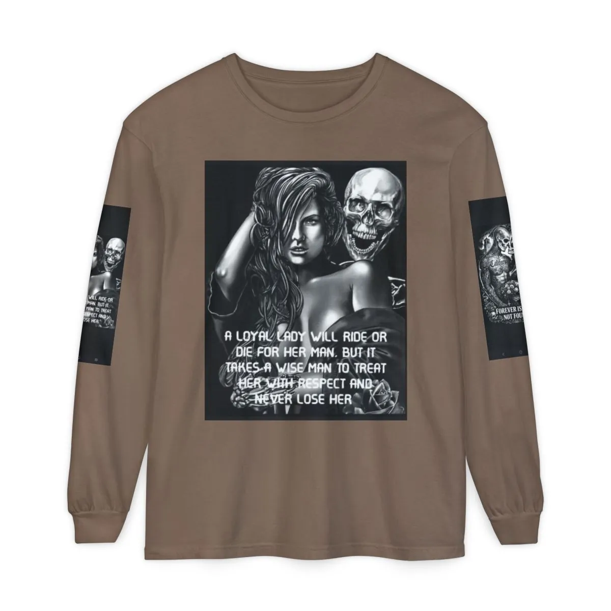 Chicano Skull Couple Long Sleeve Tee — "Forever Is Built Not Found"