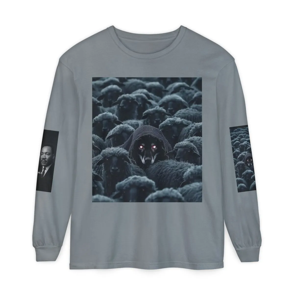 Long Sleeve T‑Shirt — MLK Quote & Dark Flock Graphic