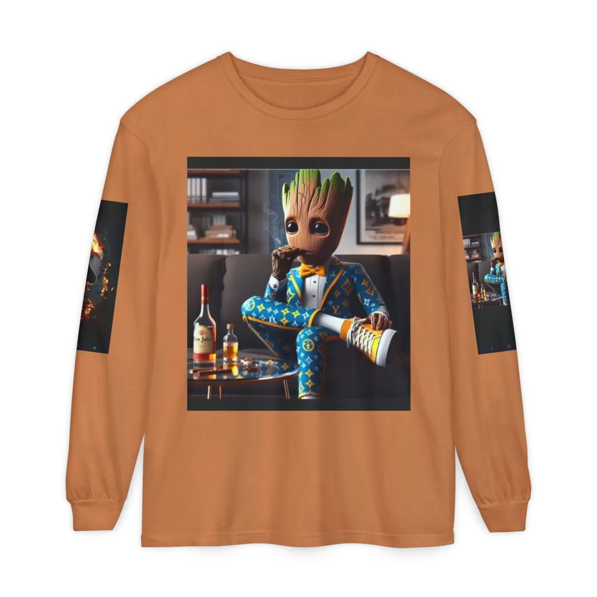 Groot Lounge Long Sleeve Tee with Flaming Ace Graphic