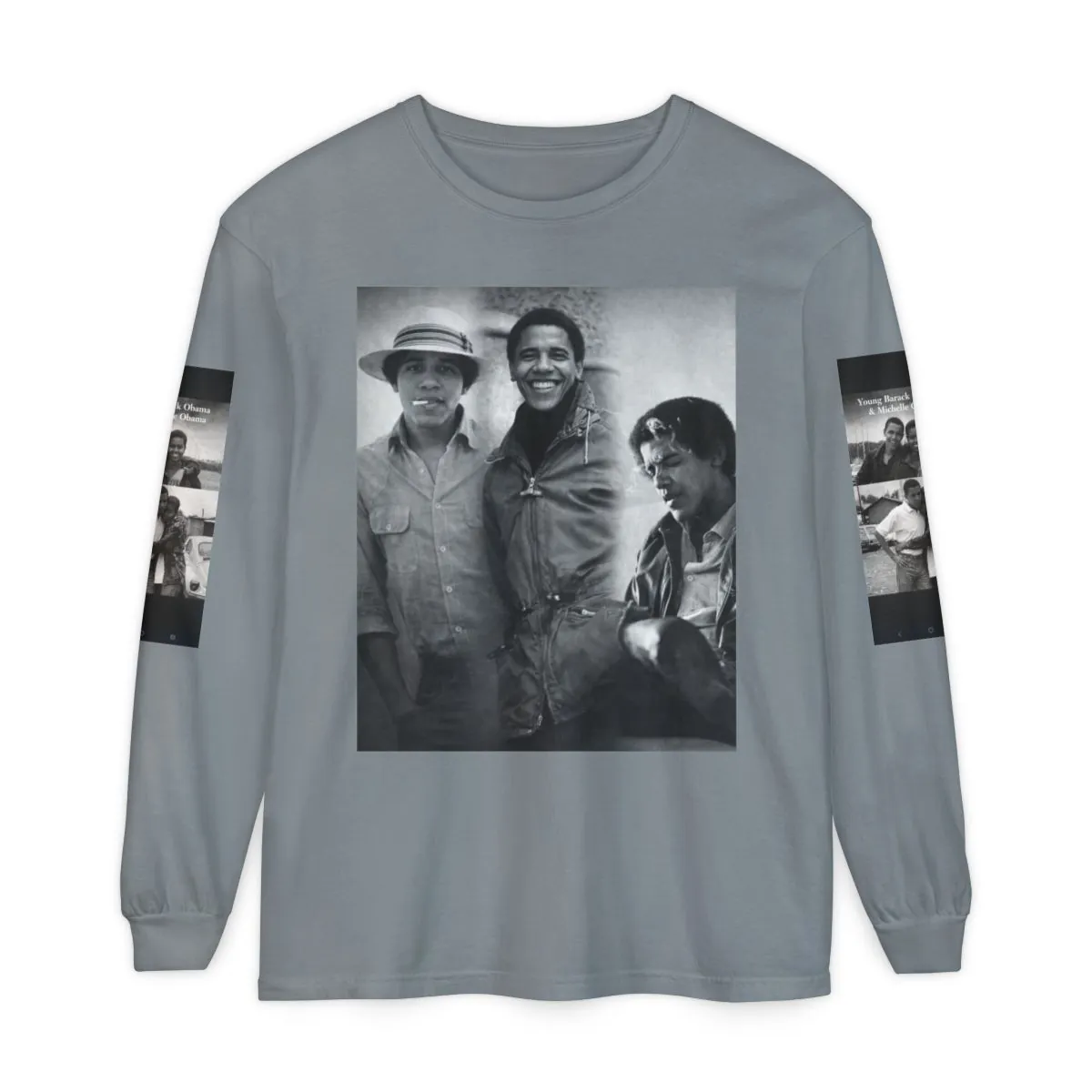 Long Sleeve T‑Shirt — Vintage Photo & Skull Graphic Sleeve Tee