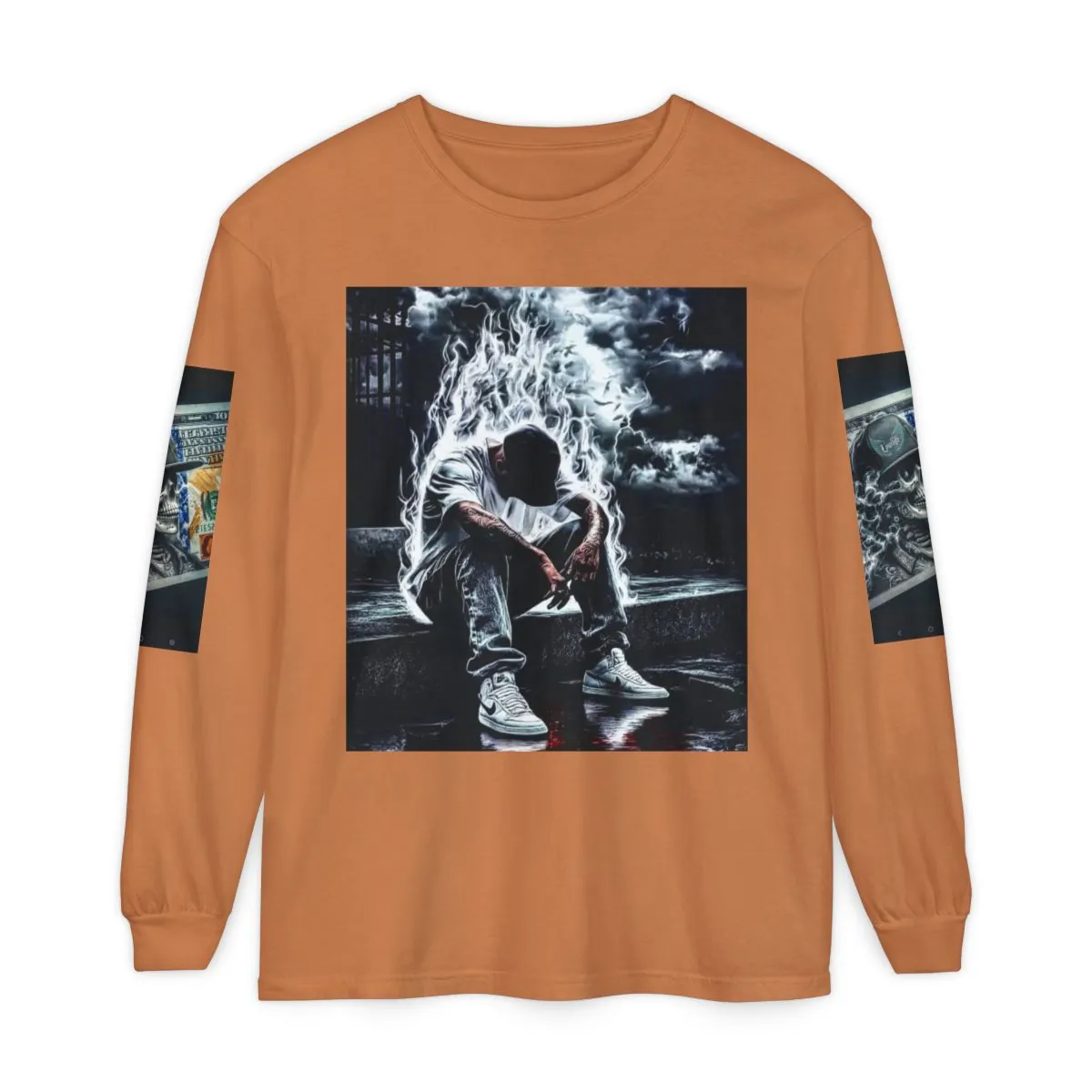 This long-sleeve garment-dyed shirt carries a mood — quiet, raw, and thoughtful. 