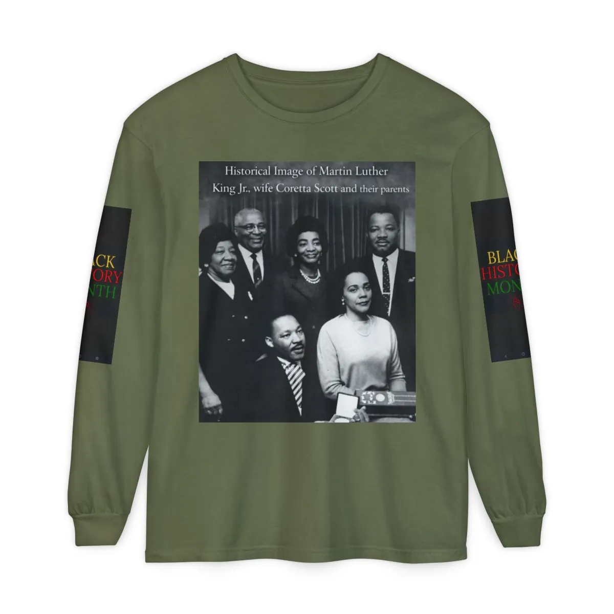 Black History Month Long Sleeve T‑Shirt — MLK Historical Photo