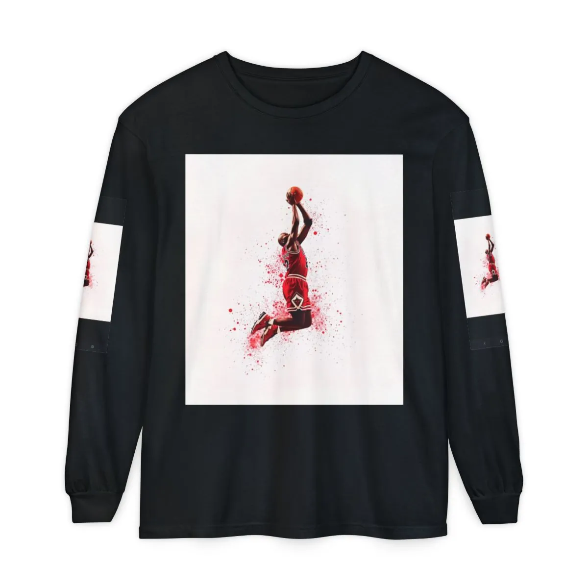 Basketball Long Sleeve Tee — Michael Jordan Tribute Dunk Graphic