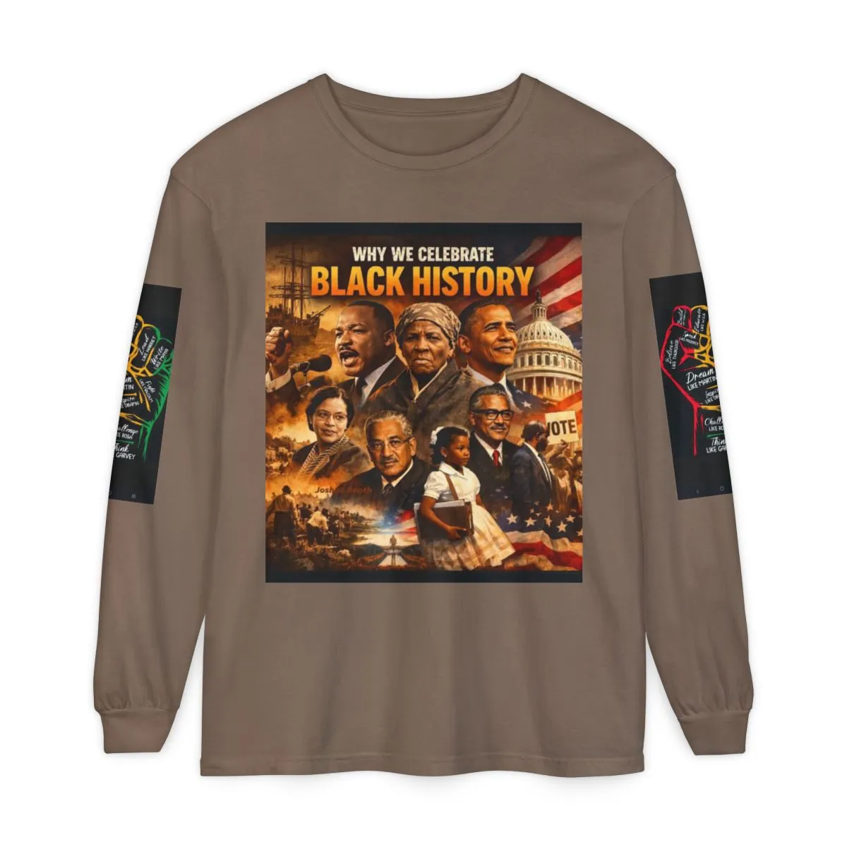 Black History Celebration Long Sleeve Tee — 'Why We Celebrate' & Empowerment Portrait