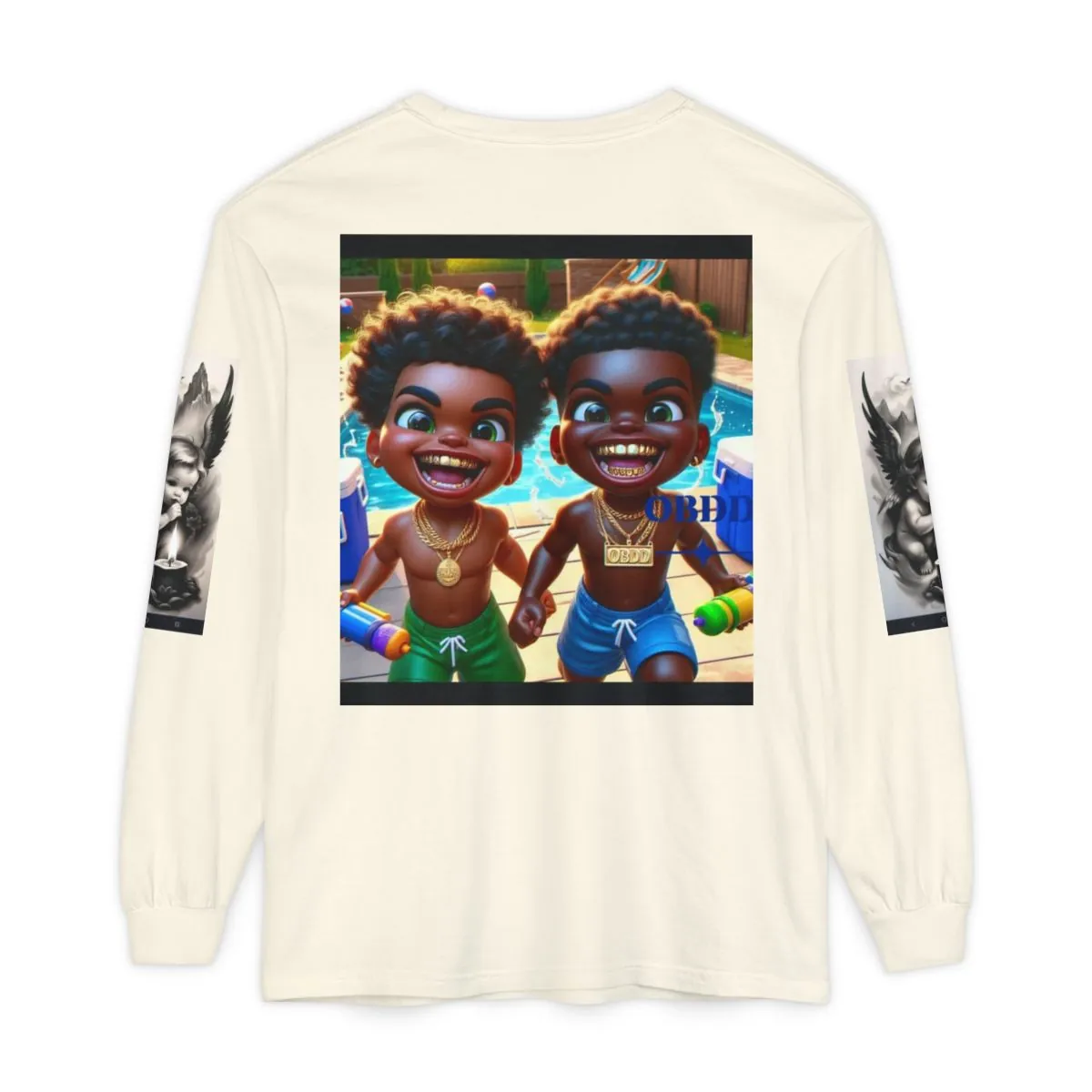 Kids Cartoon Brothers Long Sleeve Tee — "Cousins" Pool Party Graphic