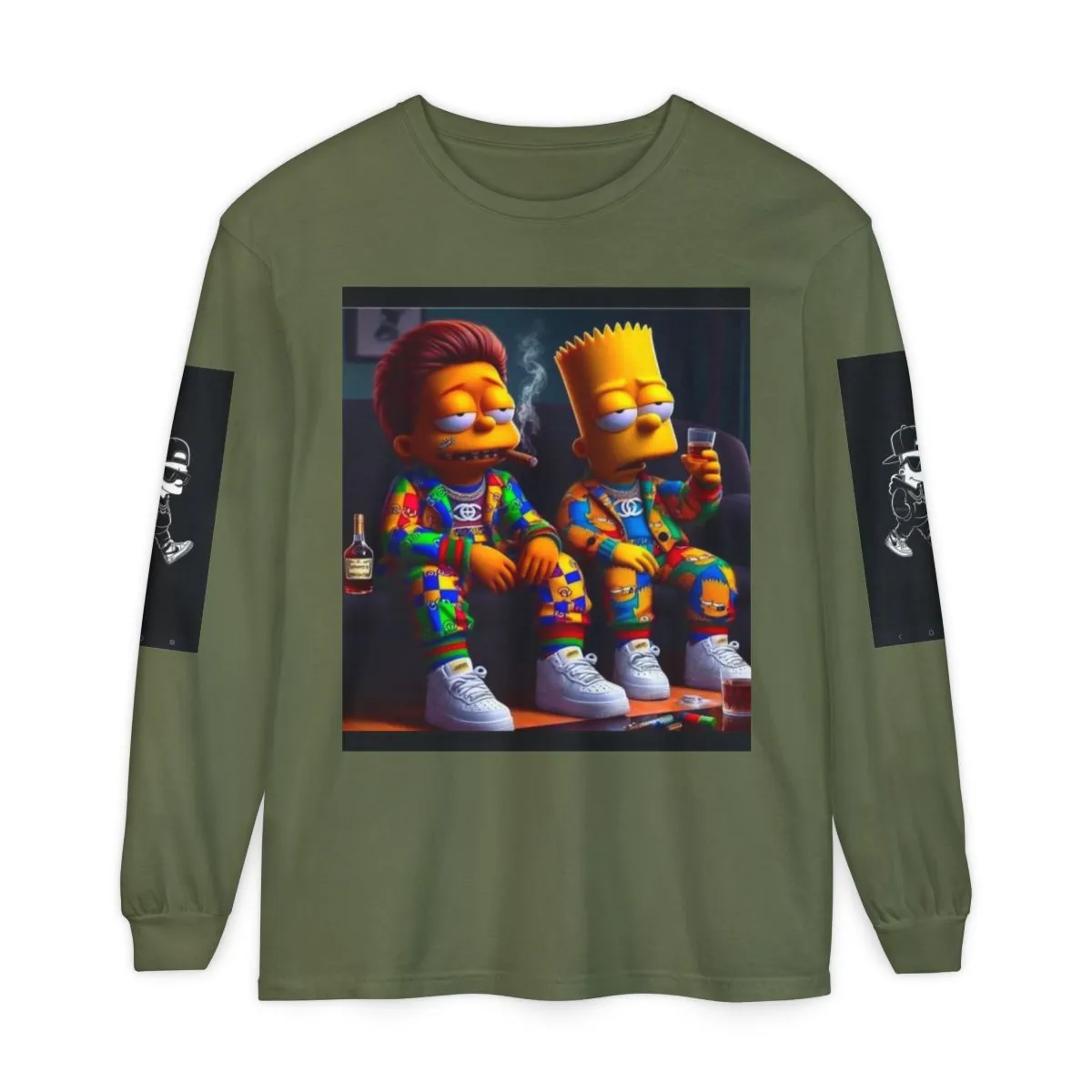 Long Sleeve T-Shirt — Retro Vaporwave Bart & Milhouse Graphic