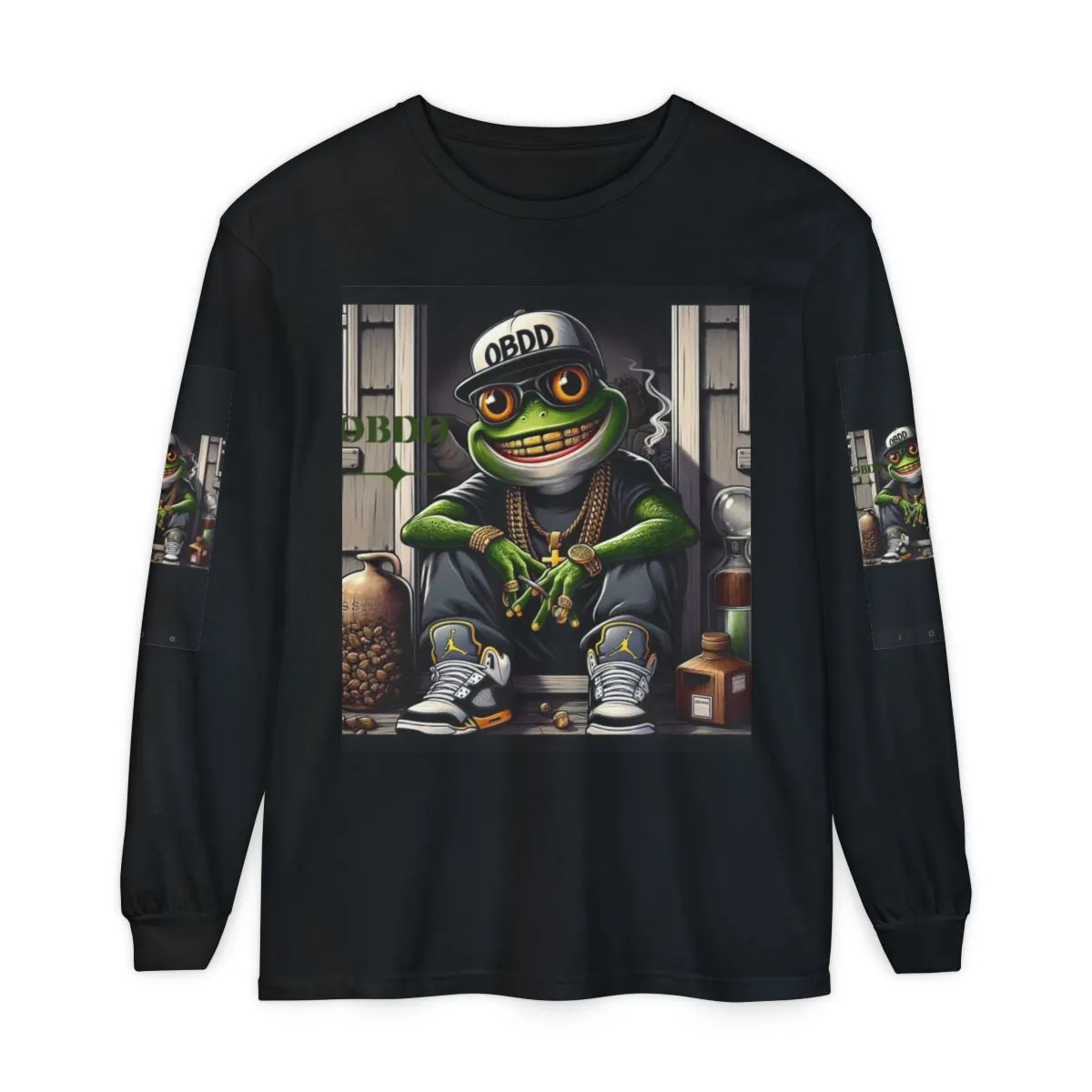 Frog Streetwear Long Sleeve Tee — Urban Cartoon Frog Graphic
