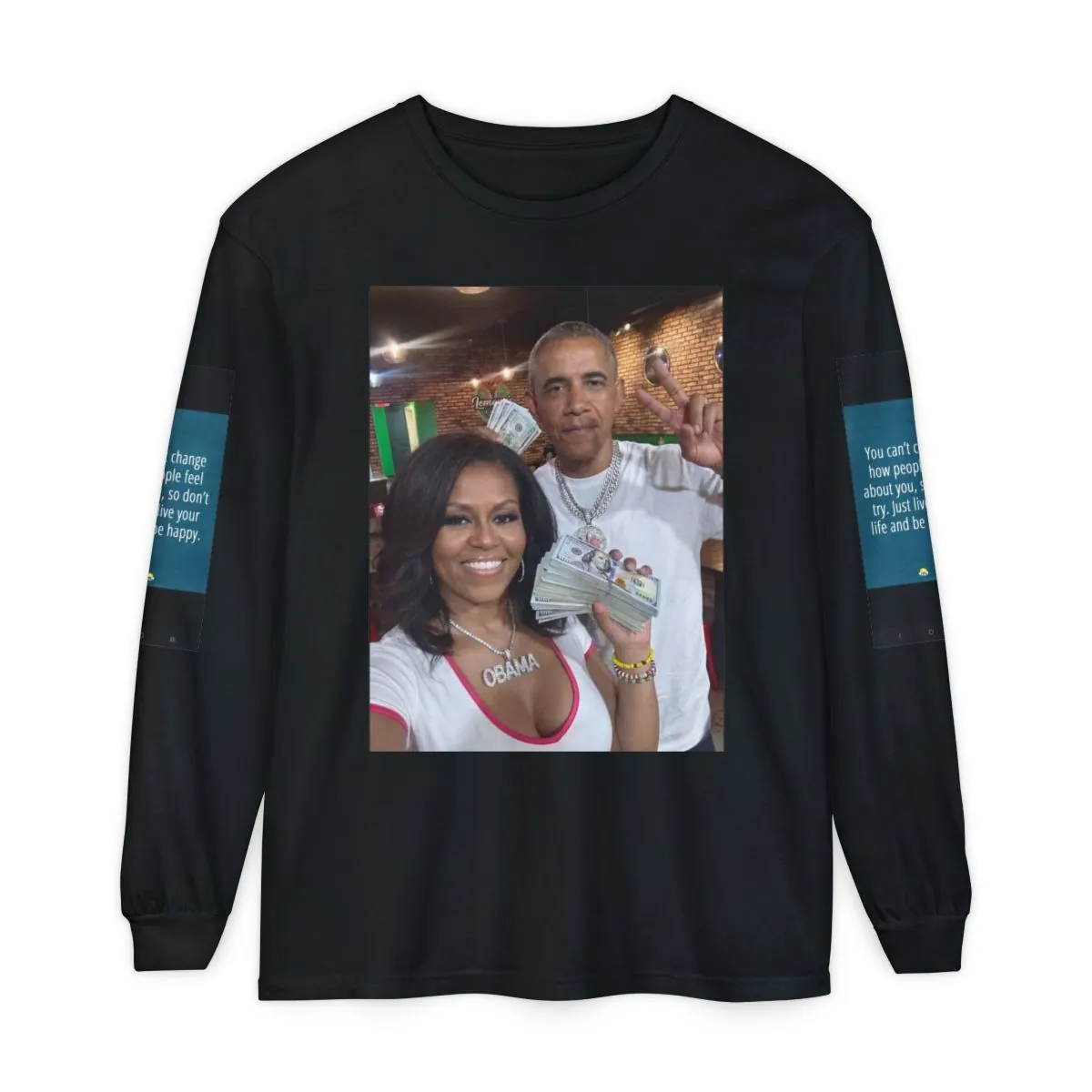 Photo Collage Long Sleeve Tee — Celebrity-Inspired Graphic Shirt