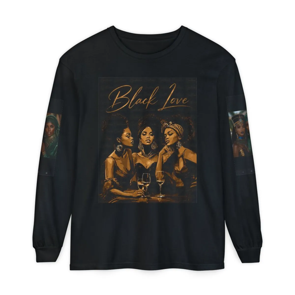 Long Sleeve Tee — 'Black Love' Queen Vibe Graphic