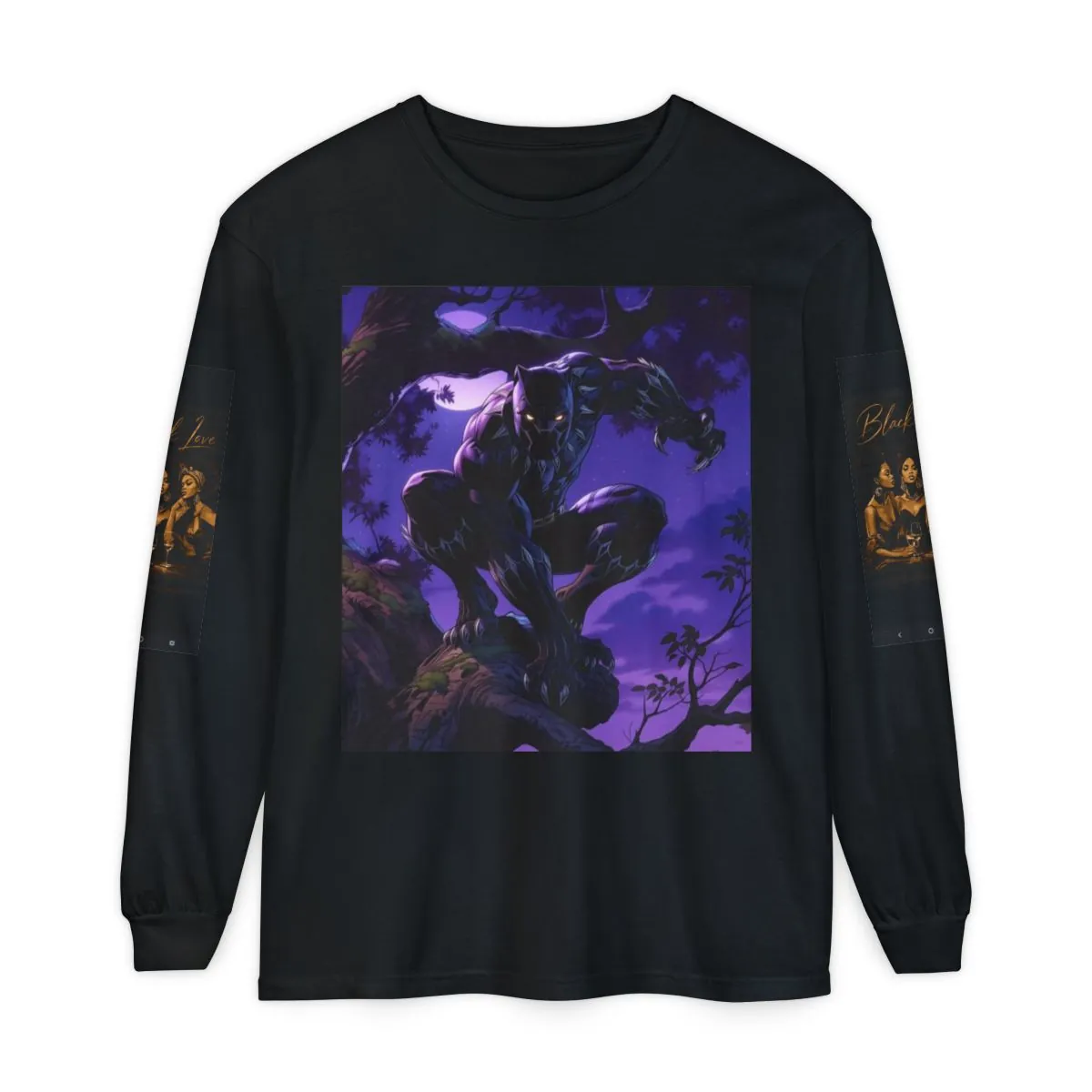 Long Sleeve T-Shirt — Afro-Fantasy Art Print (Black Panther Vibe)
