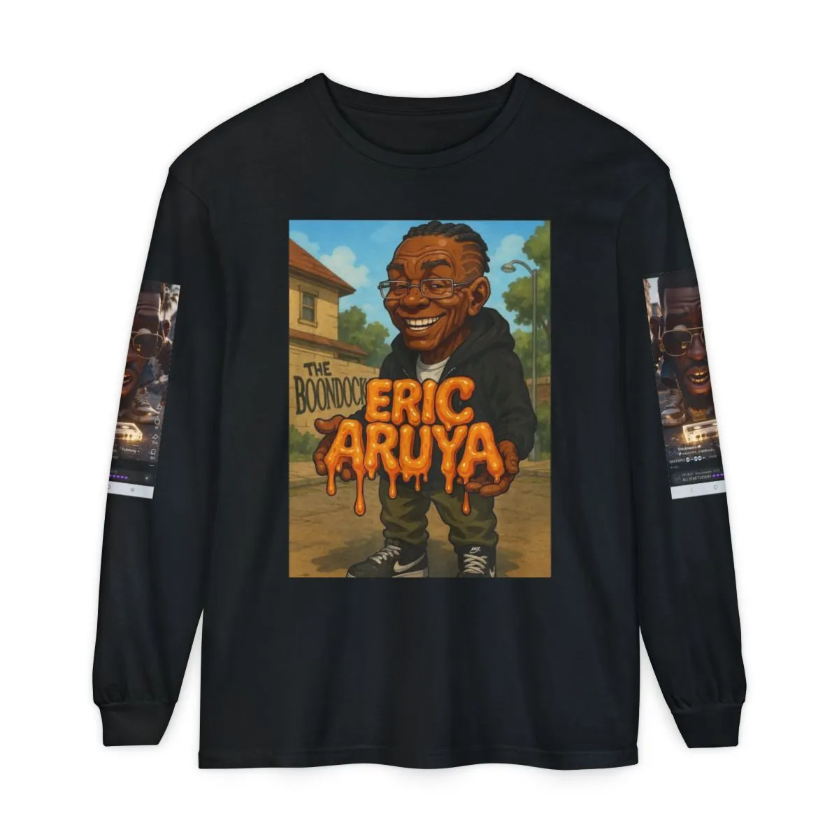 Eric Aruya 'The Boondocks' Long Sleeve Tee — "I Love Being Black...Lit AF" Graphic