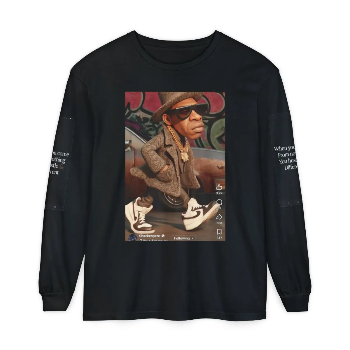 Long Sleeve T‑Shirt — Vintage Hip‑Hop Character Graphic Tee